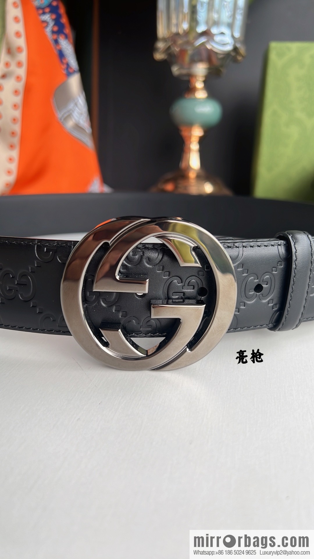Gucci/Gucci Men's Interlocking Double G Metal Buckle Belt