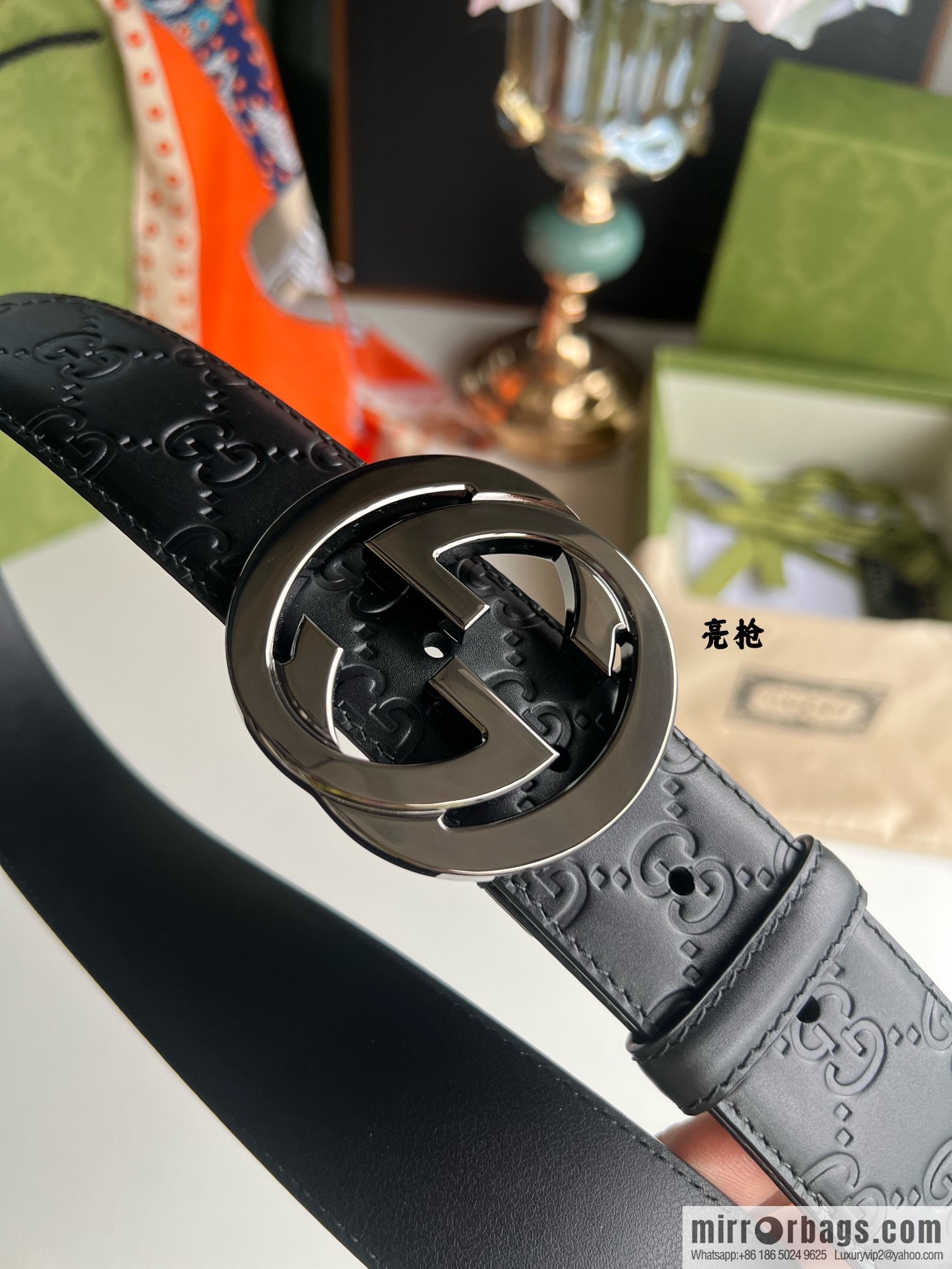 Gucci/Gucci Men's Interlocking Double G Metal Buckle Belt