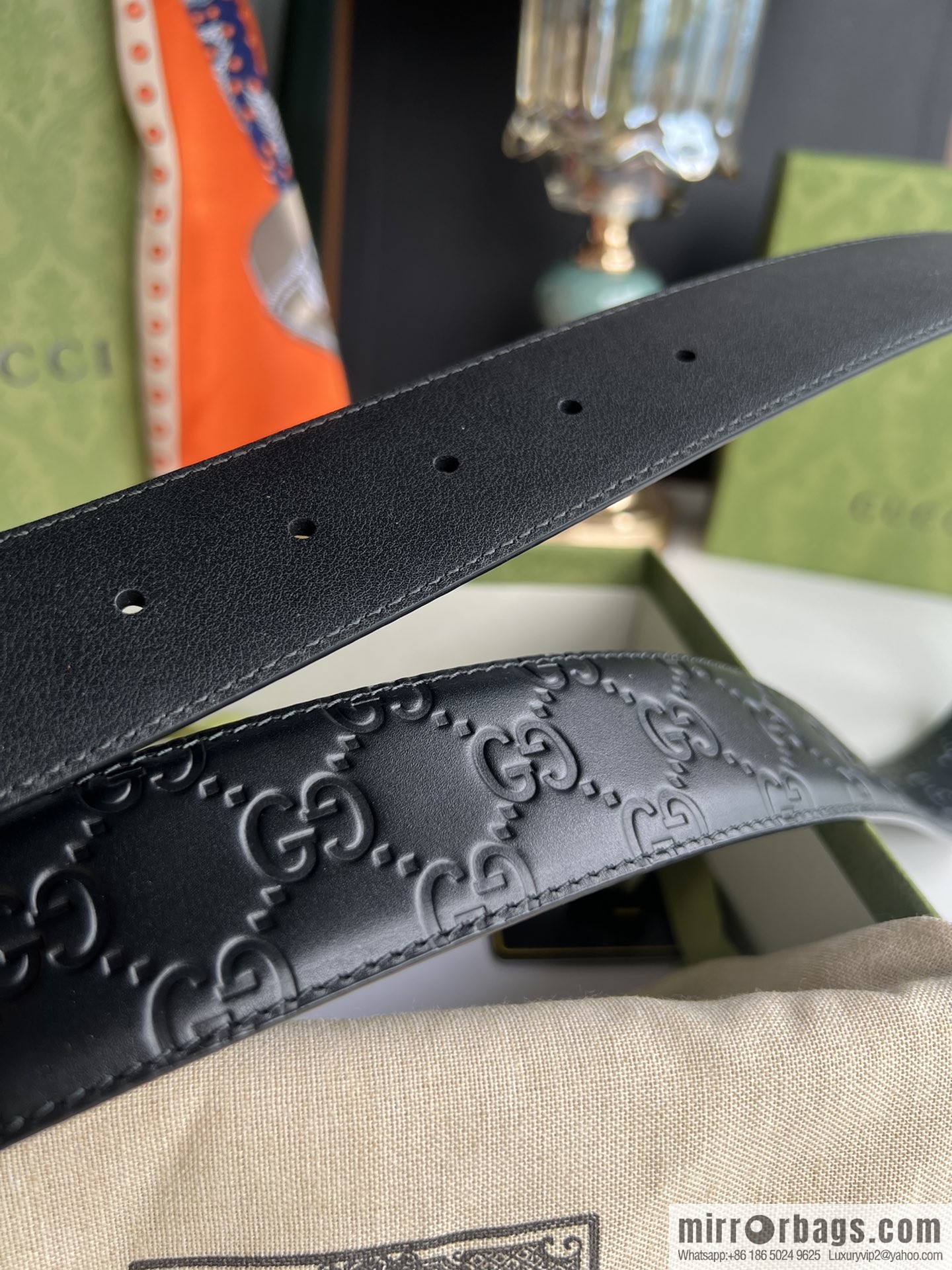 Gucci/Gucci Men's Interlocking Double G Metal Buckle Belt