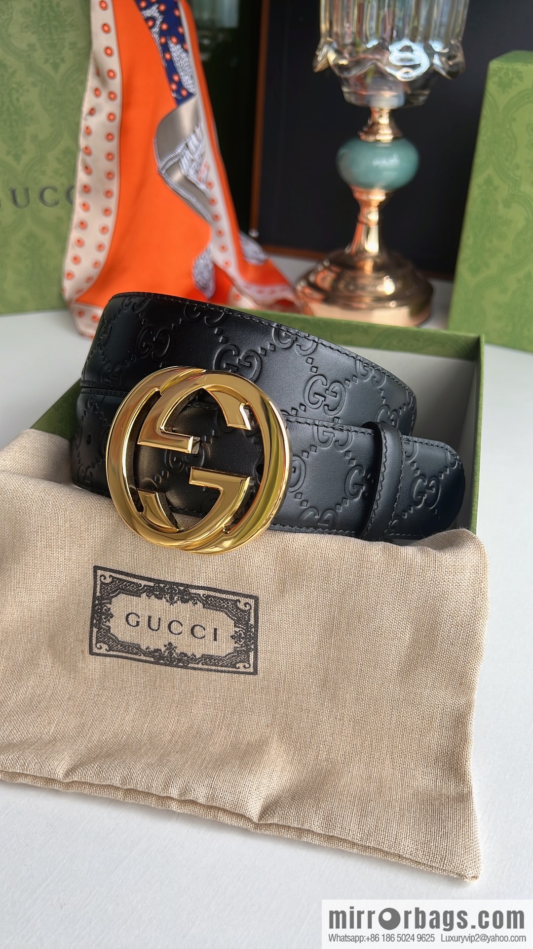 Gucci/Gucci Men's Interlocking Double G Metal Buckle Belt