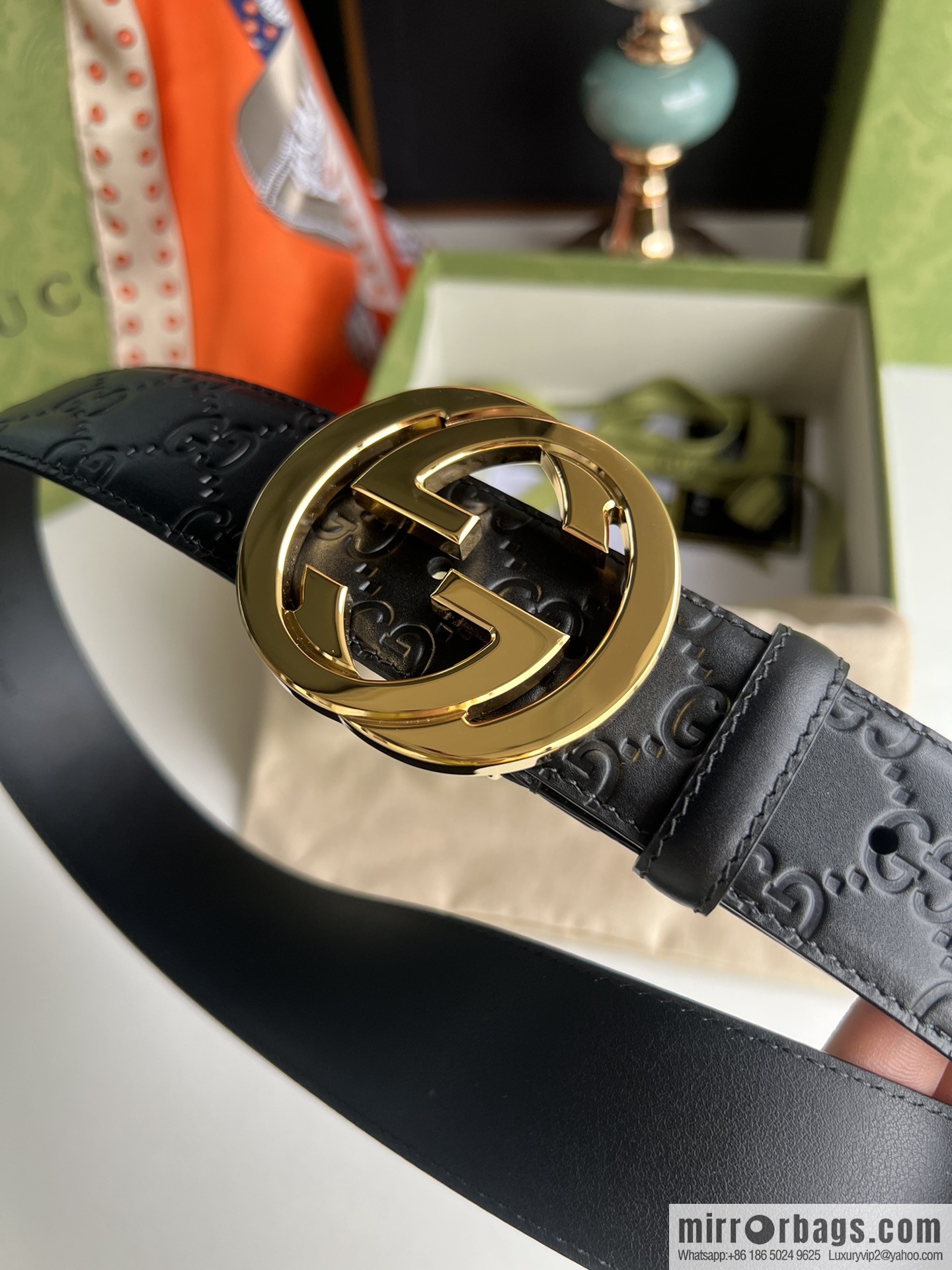 Gucci/Gucci Men's Interlocking Double G Metal Buckle Belt