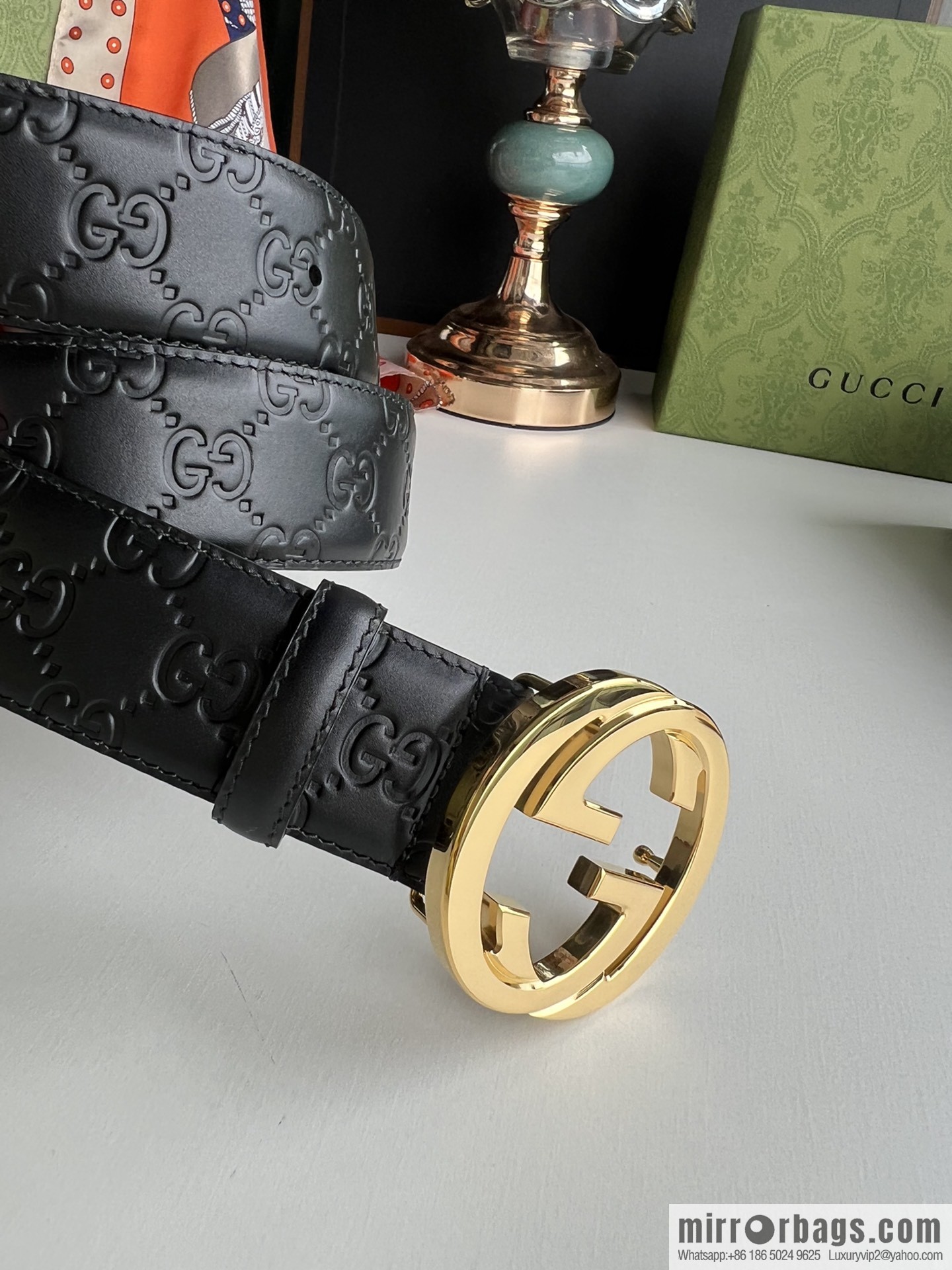 Gucci/Gucci Men's Interlocking Double G Metal Buckle Belt
