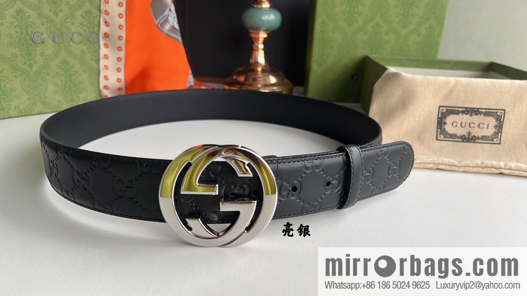 Gucci/Gucci Men's Interlocking Double G Metal Buckle Belt