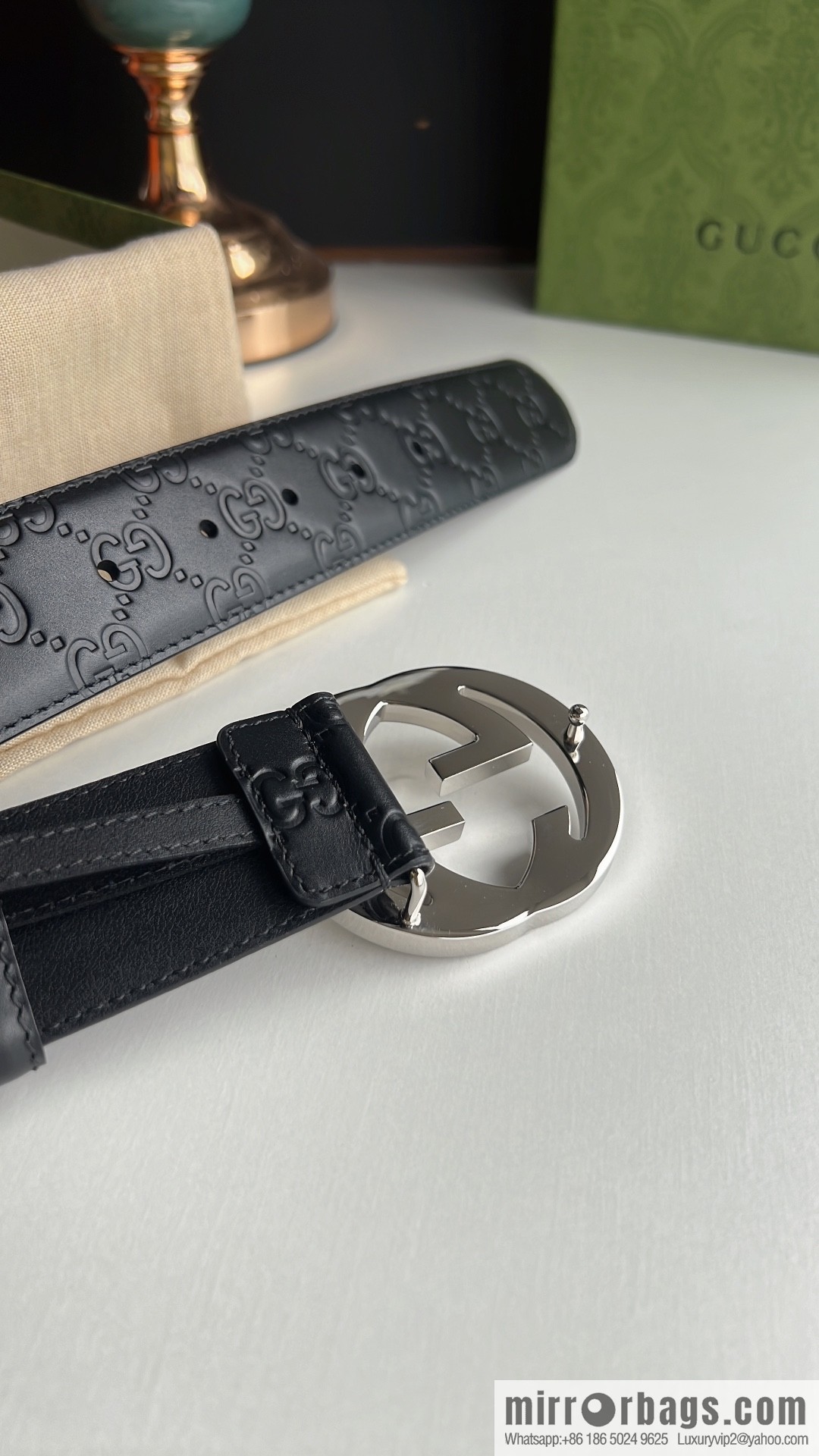 Gucci/Gucci Men's Interlocking Double G Metal Buckle Belt