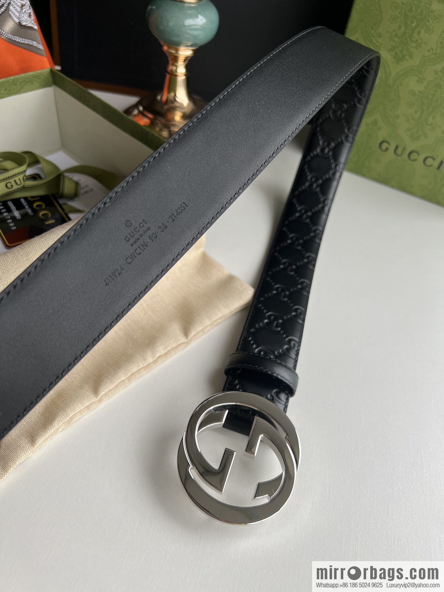 Gucci/Gucci Men's Interlocking Double G Metal Buckle Belt