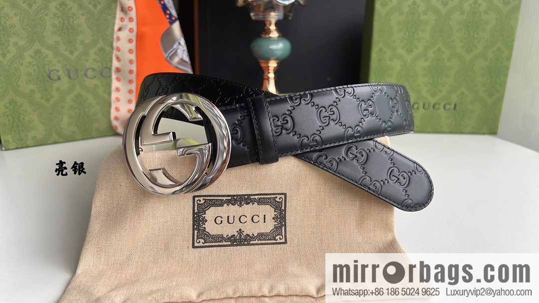 Gucci/Gucci Men's Interlocking Double G Metal Buckle Belt