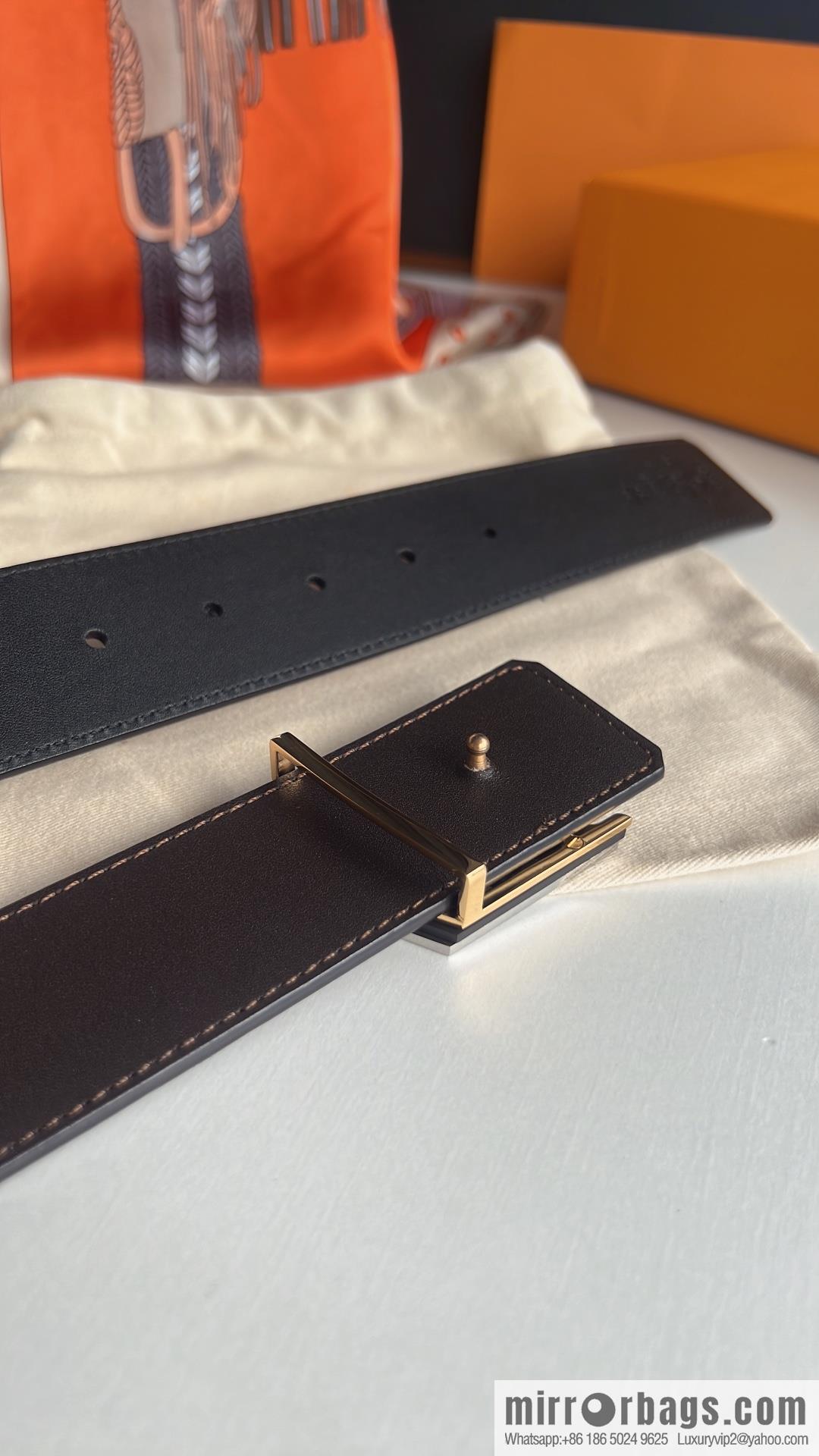 LV/Louis Vuitton, imported cowhide double-sided belt men 4.0cm