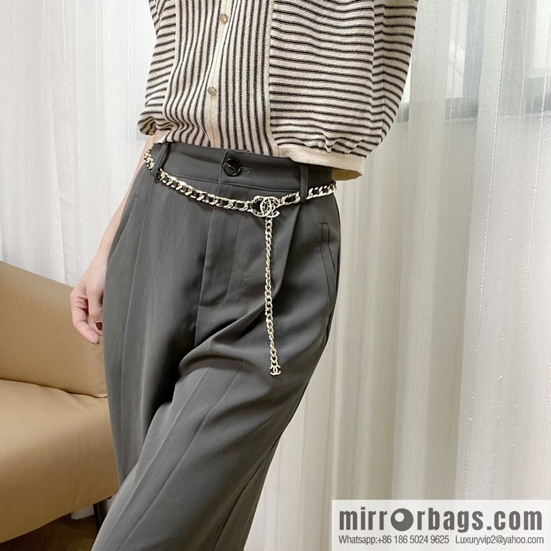 New ☑️ CHANEL Chanel Double C Black Leather Rope Belt Waist Chain