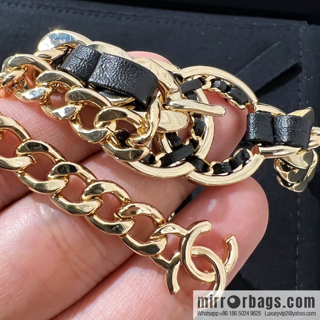 New ☑️ CHANEL Chanel Double C Black Leather Rope Belt Waist Chain