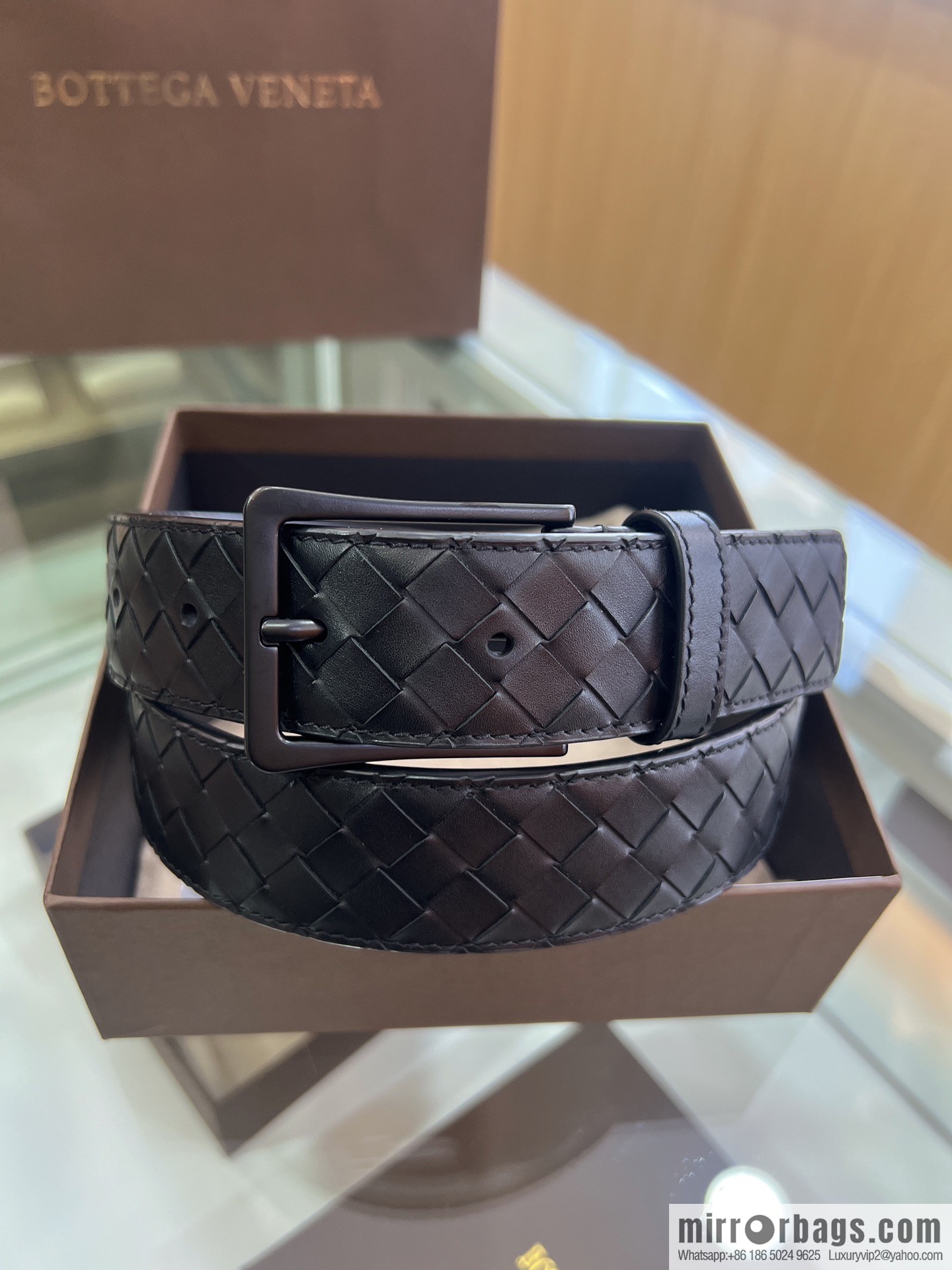 BV Baodiejia, hand-woven craft Seiko metal buckle men's 3.5cm belt