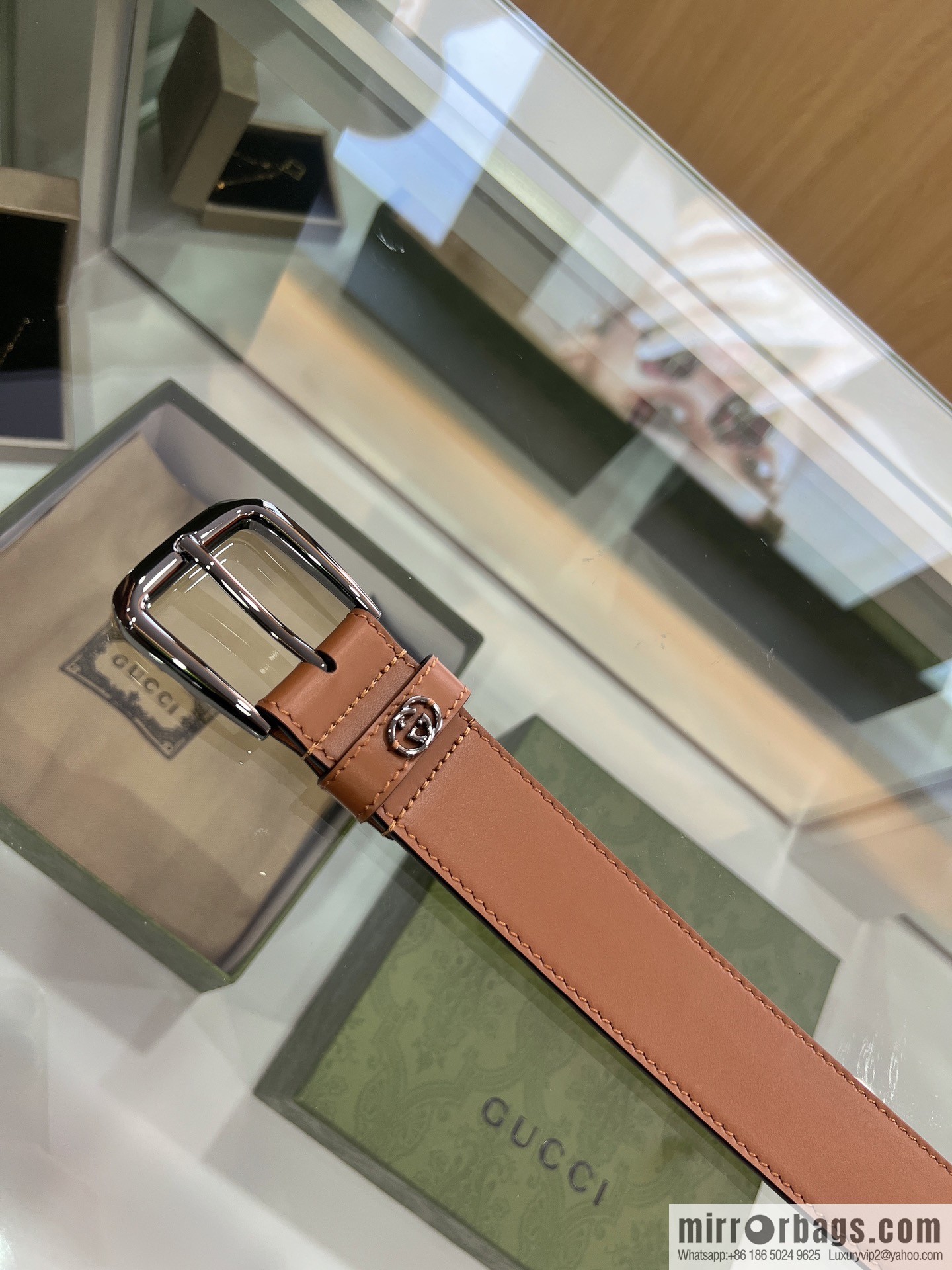 Gucci Gucci, double G counter new double-sided first-layer cowhide pure copper hardware electroplated 3.5cm belt