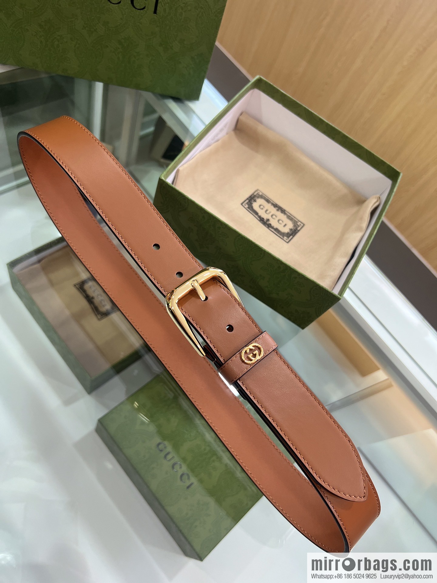 Gucci Gucci, double G counter new double-sided first-layer cowhide pure copper hardware electroplated 3.5cm belt