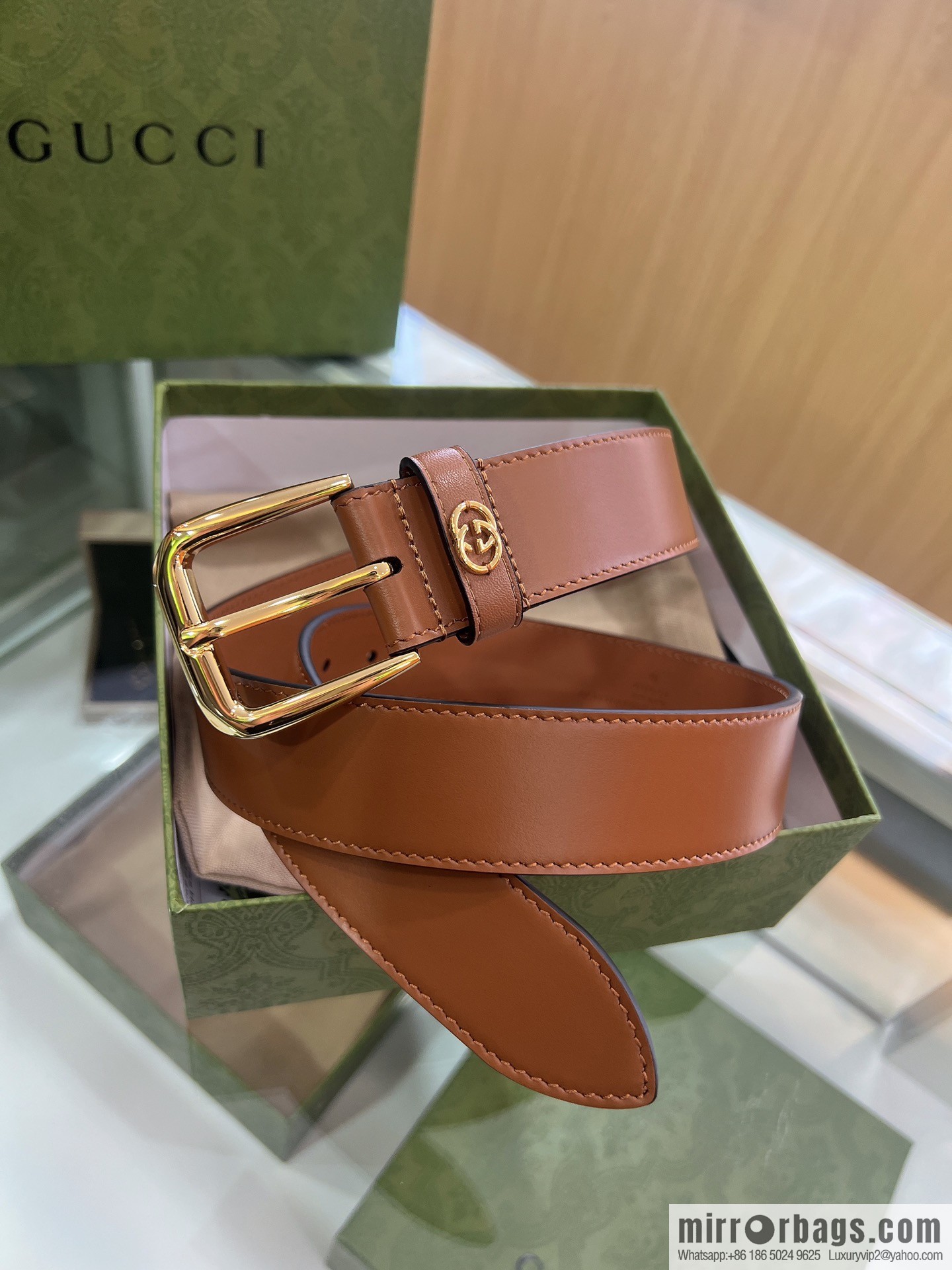 Gucci Gucci, double G counter new double-sided first-layer cowhide pure copper hardware electroplated 3.5cm belt