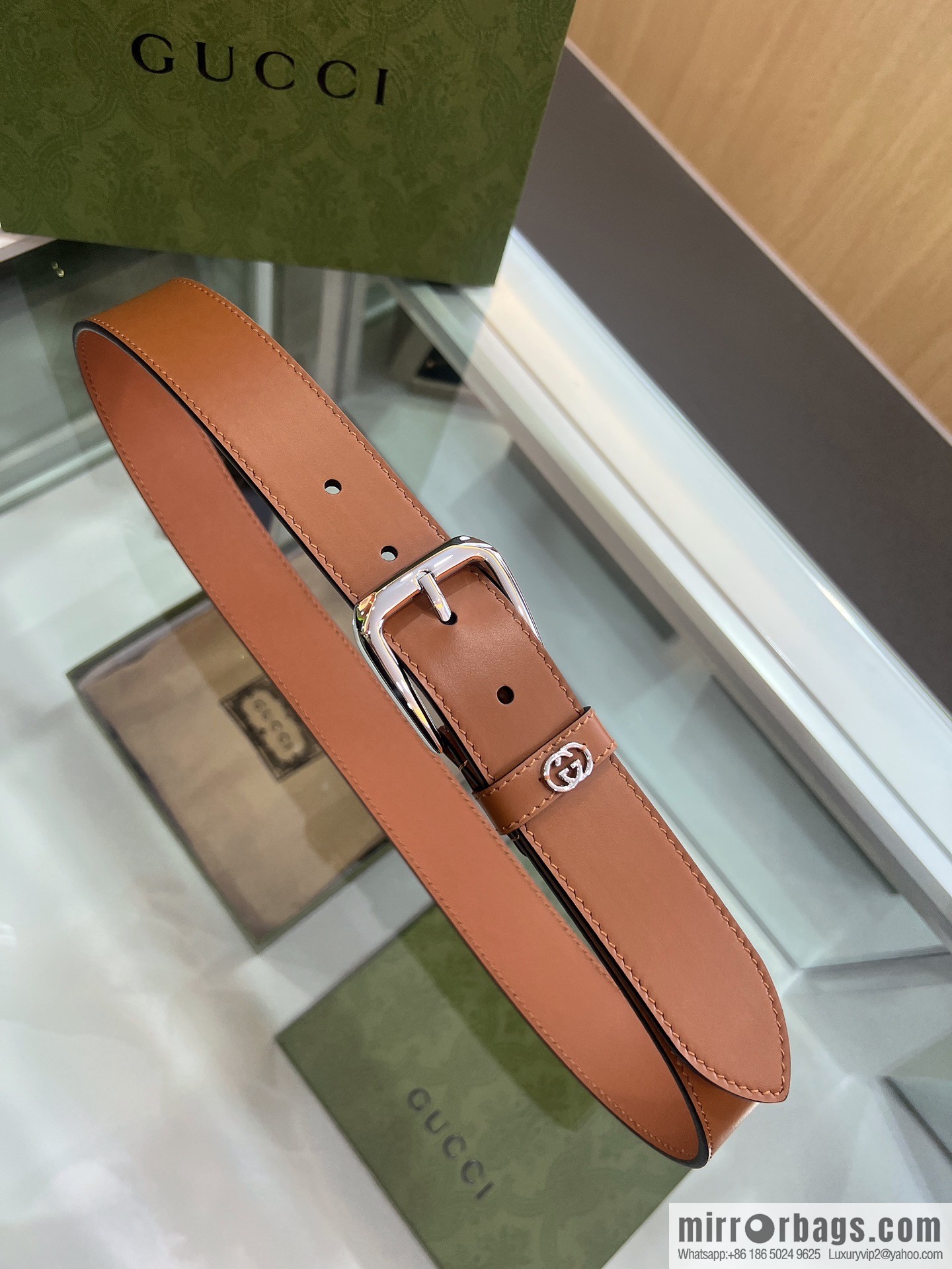 Gucci Gucci, double G counter new double-sided first-layer cowhide pure copper hardware electroplated 3.5cm belt