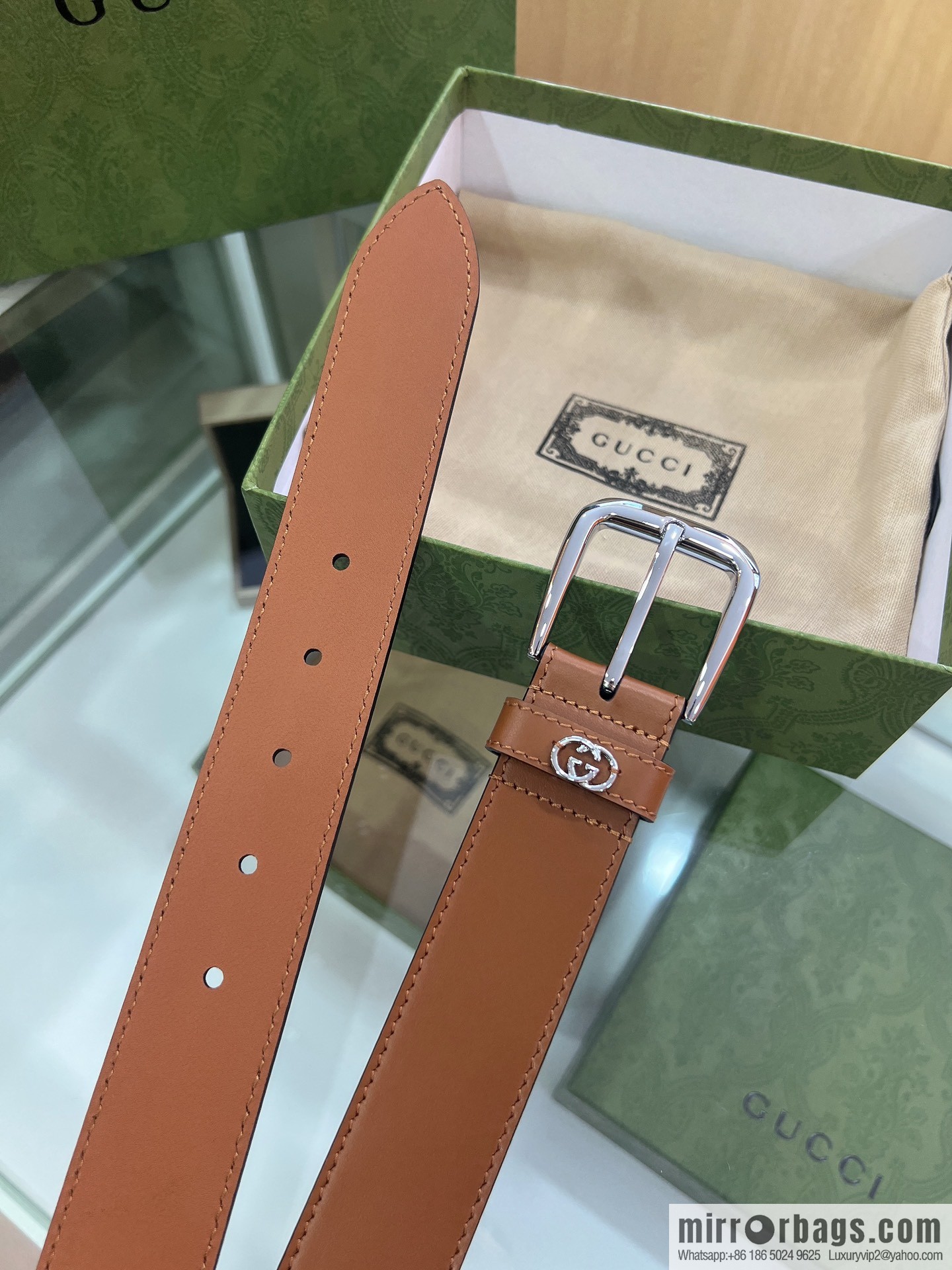 Gucci Gucci, double G counter new double-sided first-layer cowhide pure copper hardware electroplated 3.5cm belt