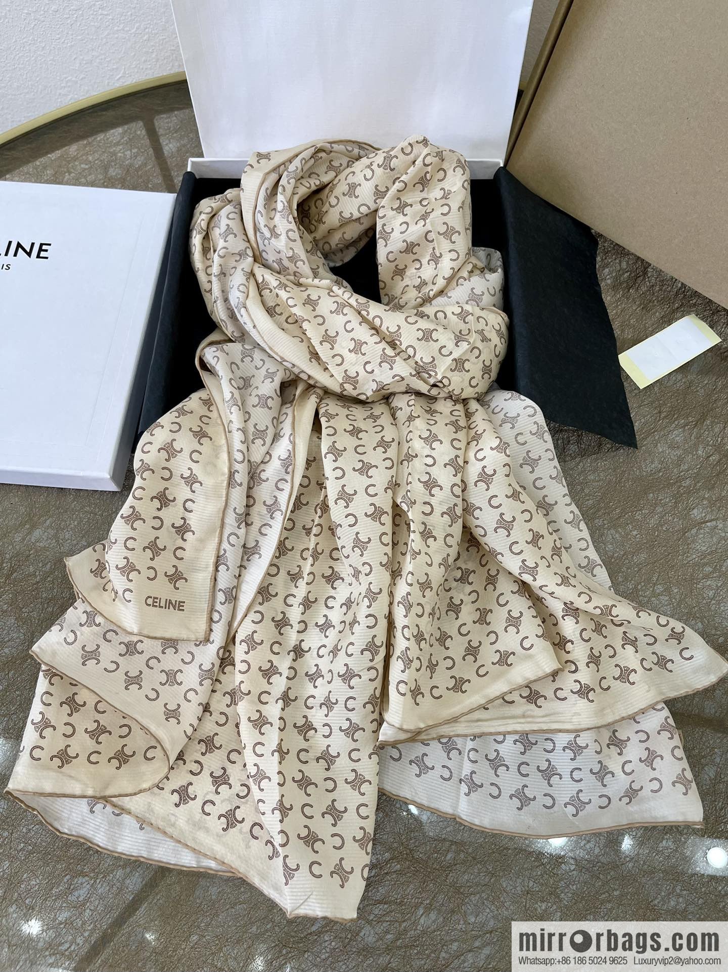 CELINE 100% silk 2022 new Arc de Triomphe long towel