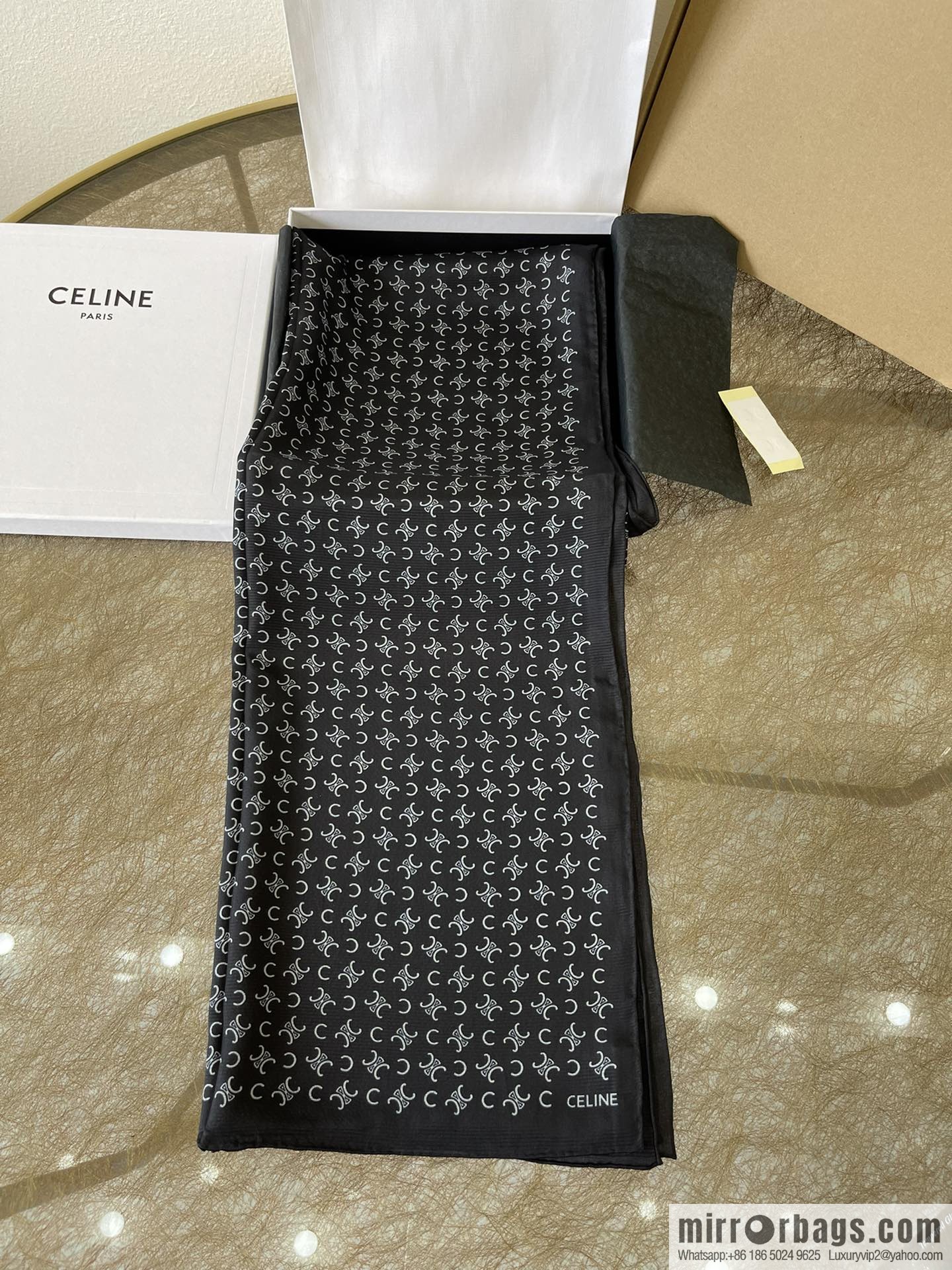 CELINE 100% silk 2022 new Arc de Triomphe long towel