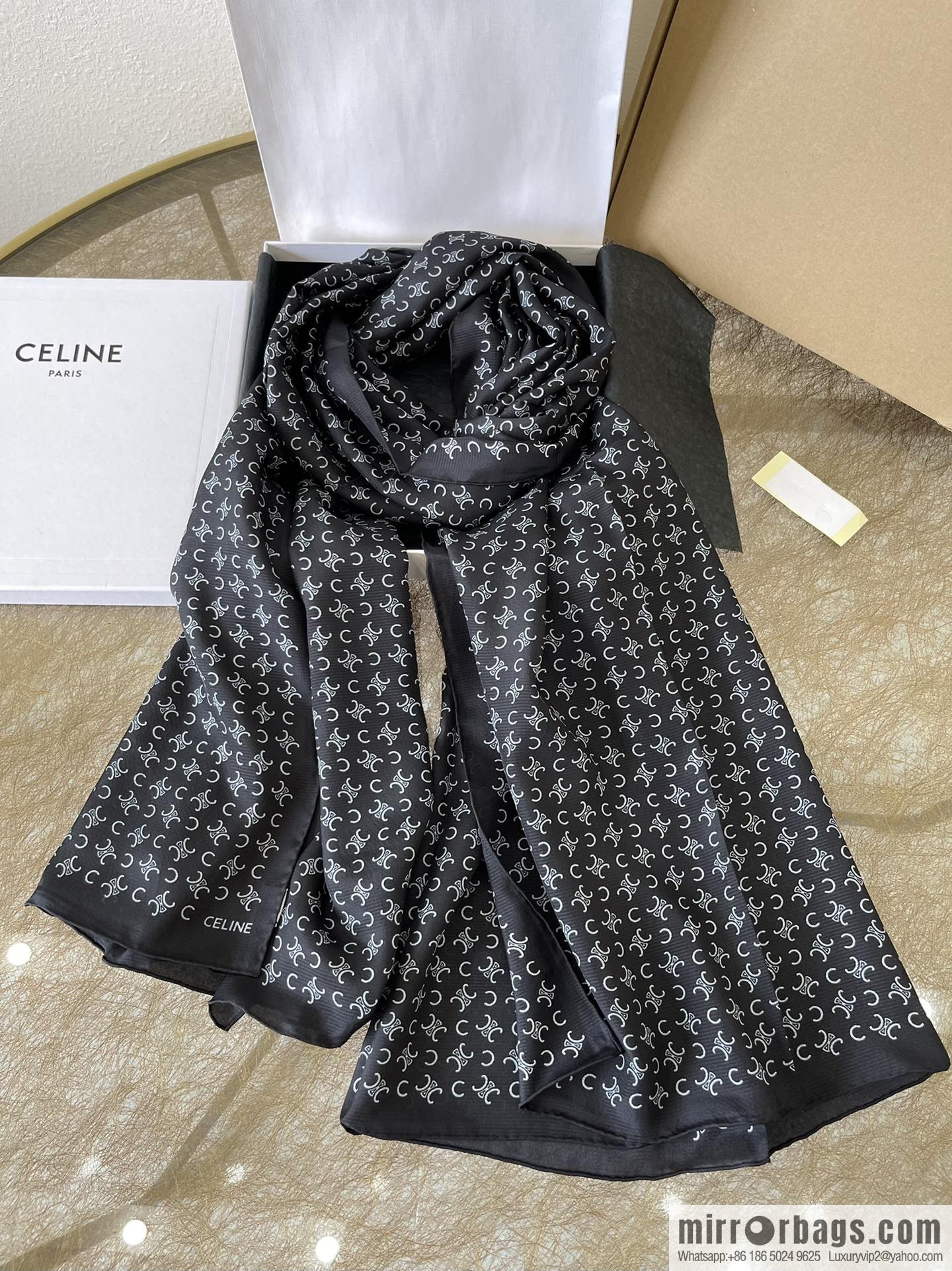 CELINE 100% silk 2022 new Arc de Triomphe long towel