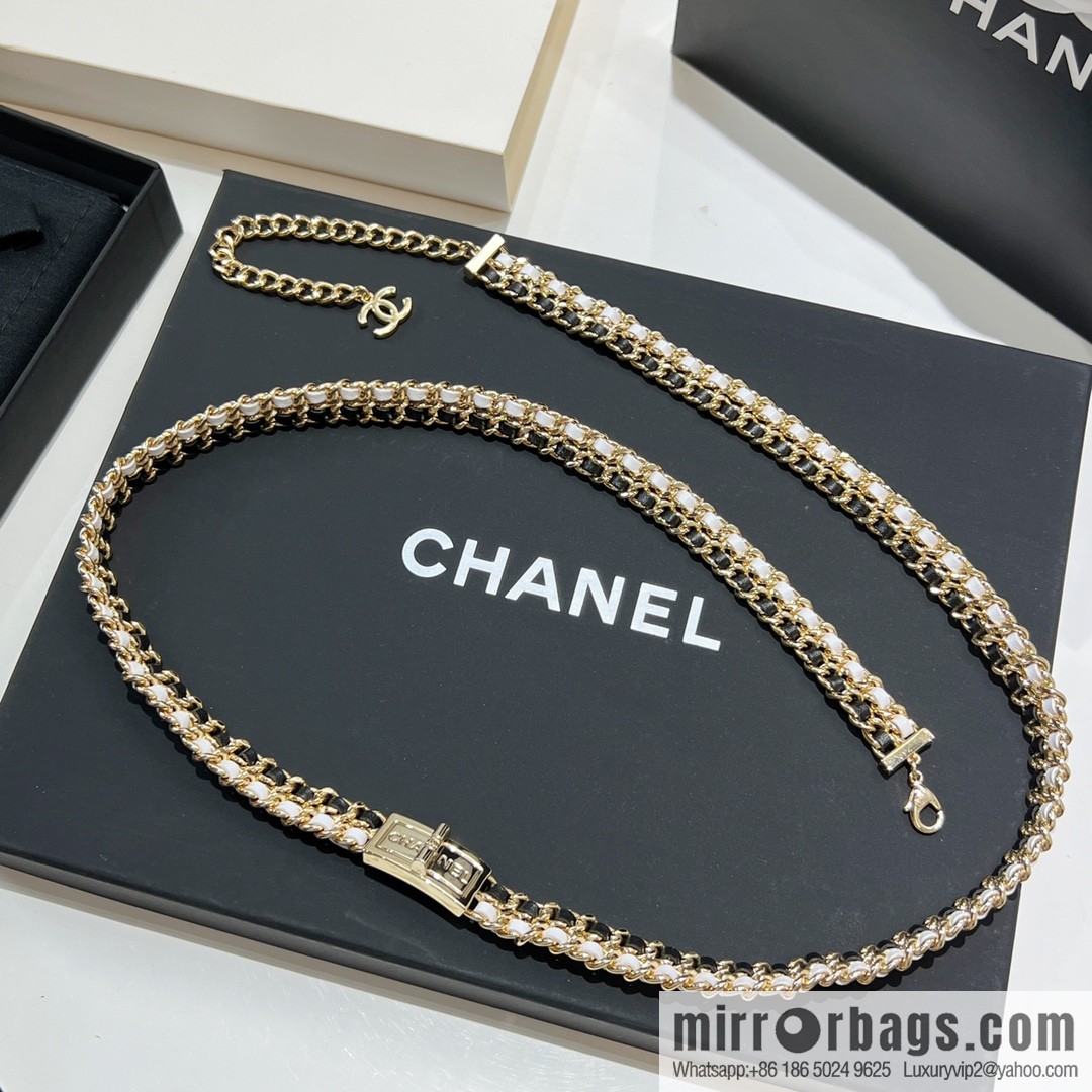 New ☑️ CHANEL Chanel double c black leather rope lock belt belt chain