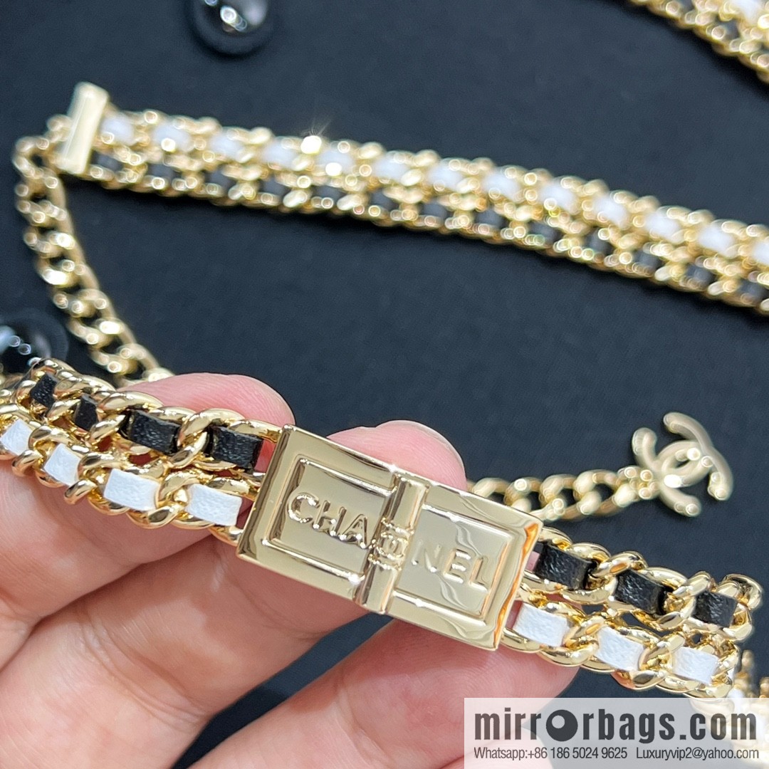 New ☑️ CHANEL Chanel double c black leather rope lock belt belt chain