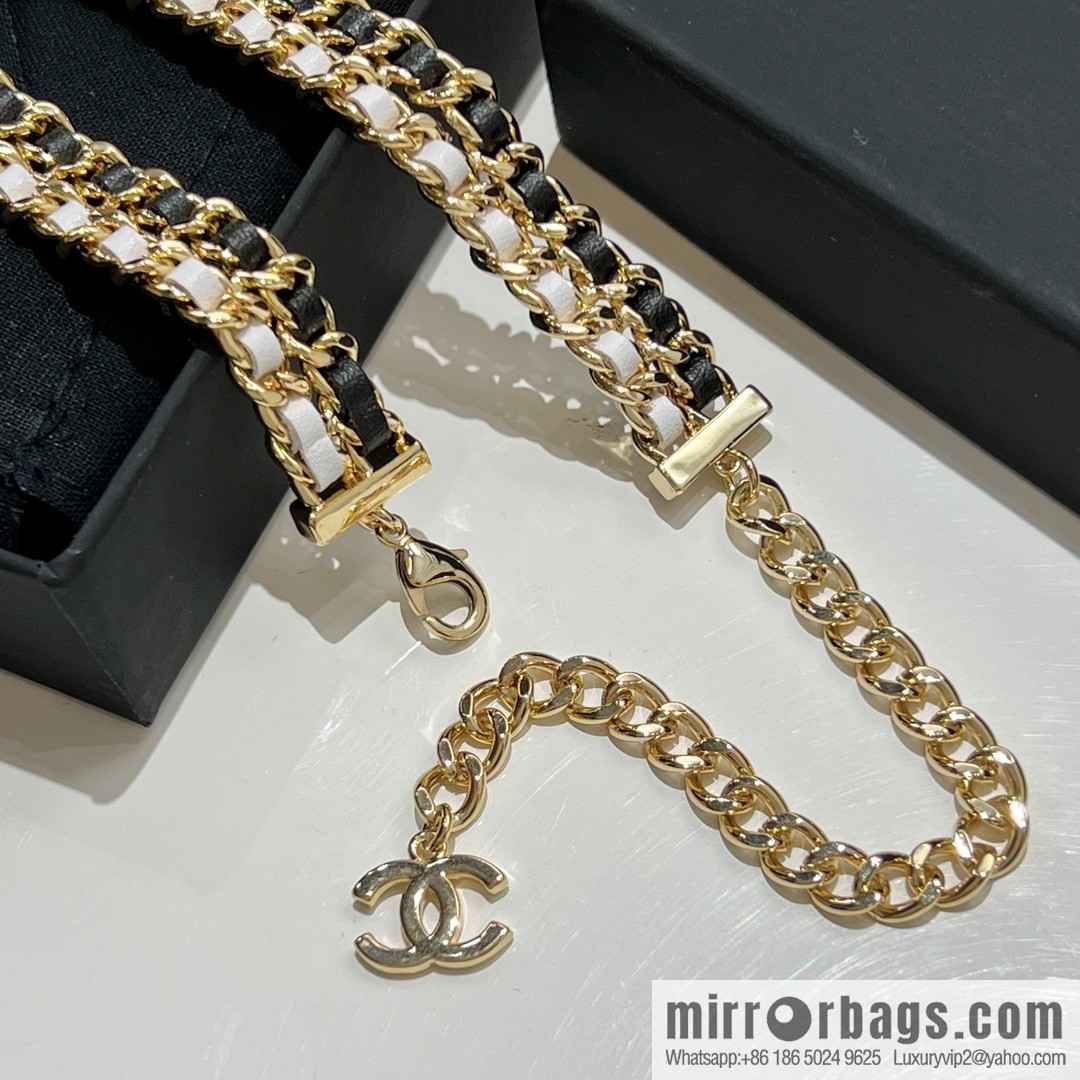 New ☑️ CHANEL Chanel double c black leather rope lock belt belt chain