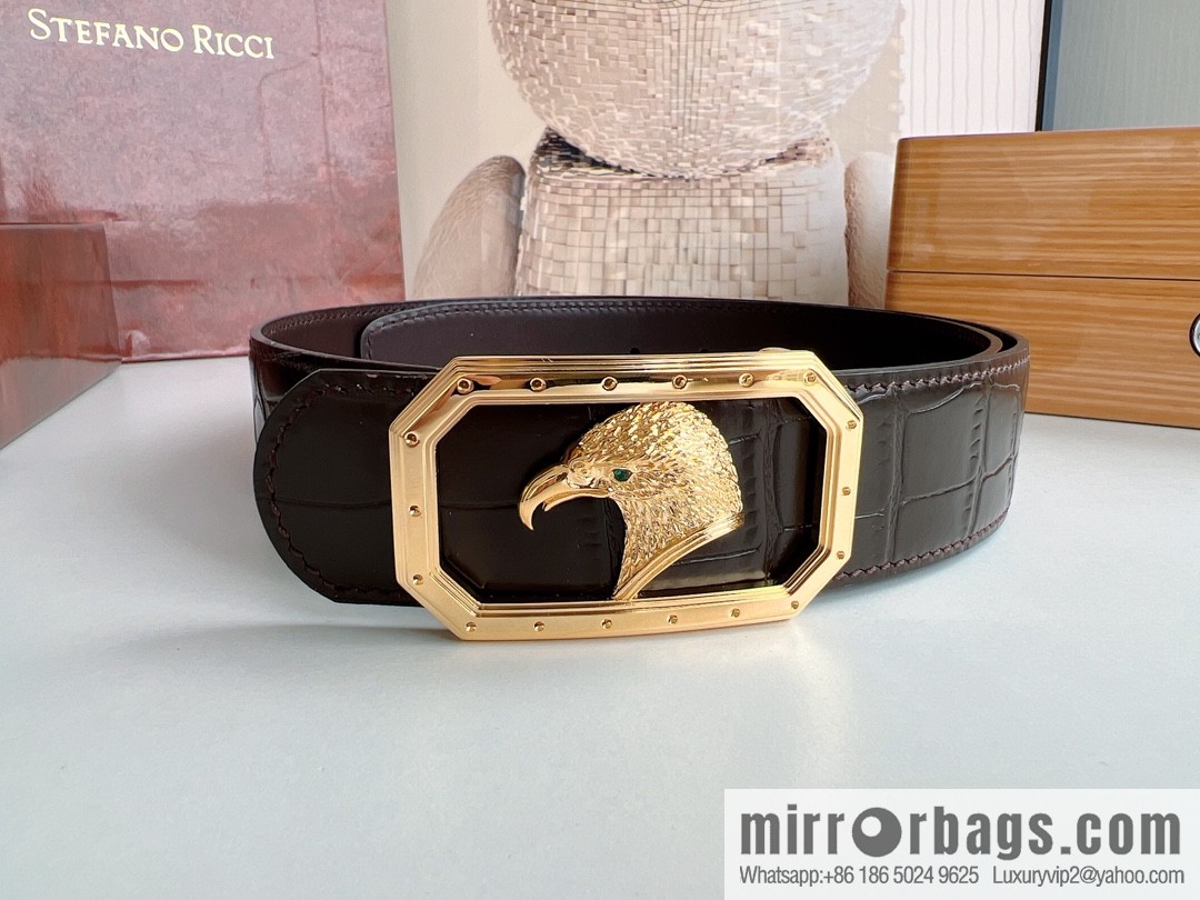 STEFANO RICCI Stephen Raunich's new stainless steel eagle head metal buckle men's 3.8cm belt