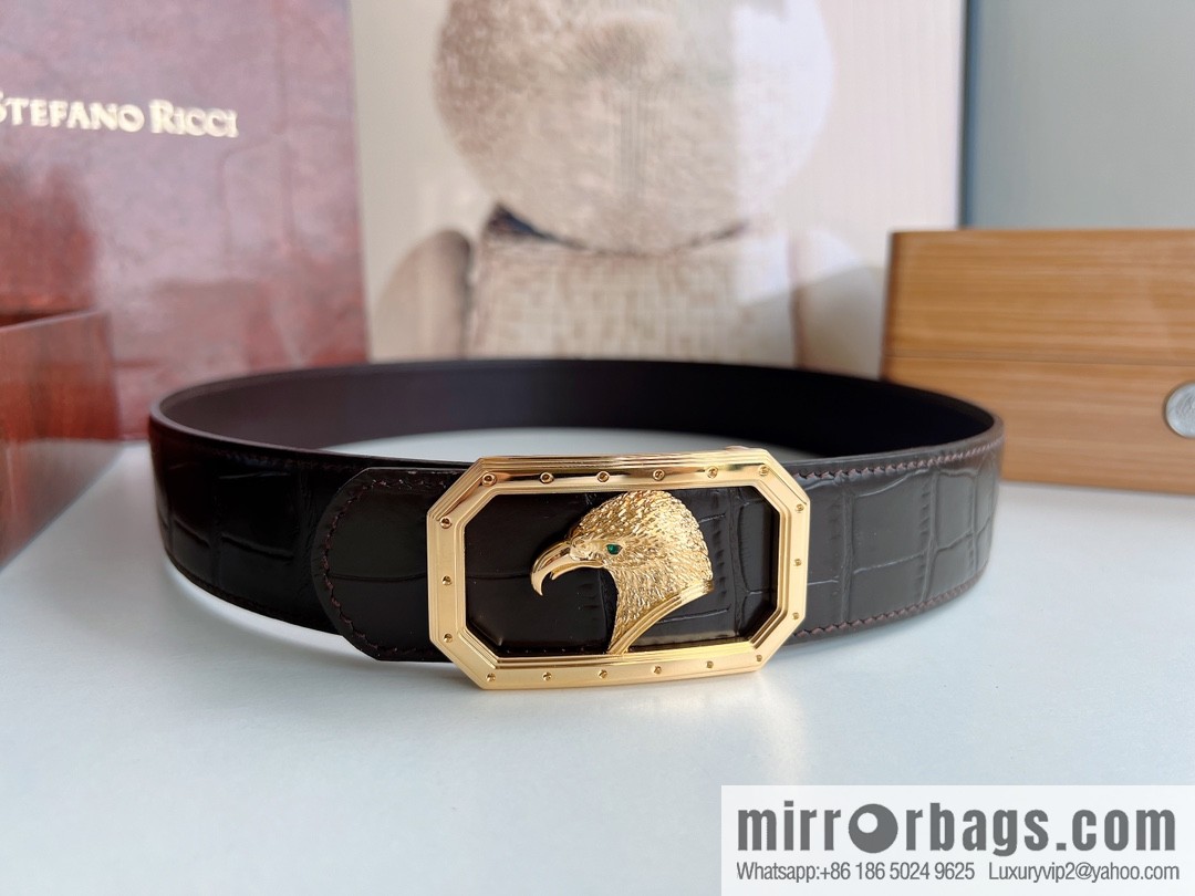STEFANO RICCI Stephen Raunich's new stainless steel eagle head metal buckle men's 3.8cm belt
