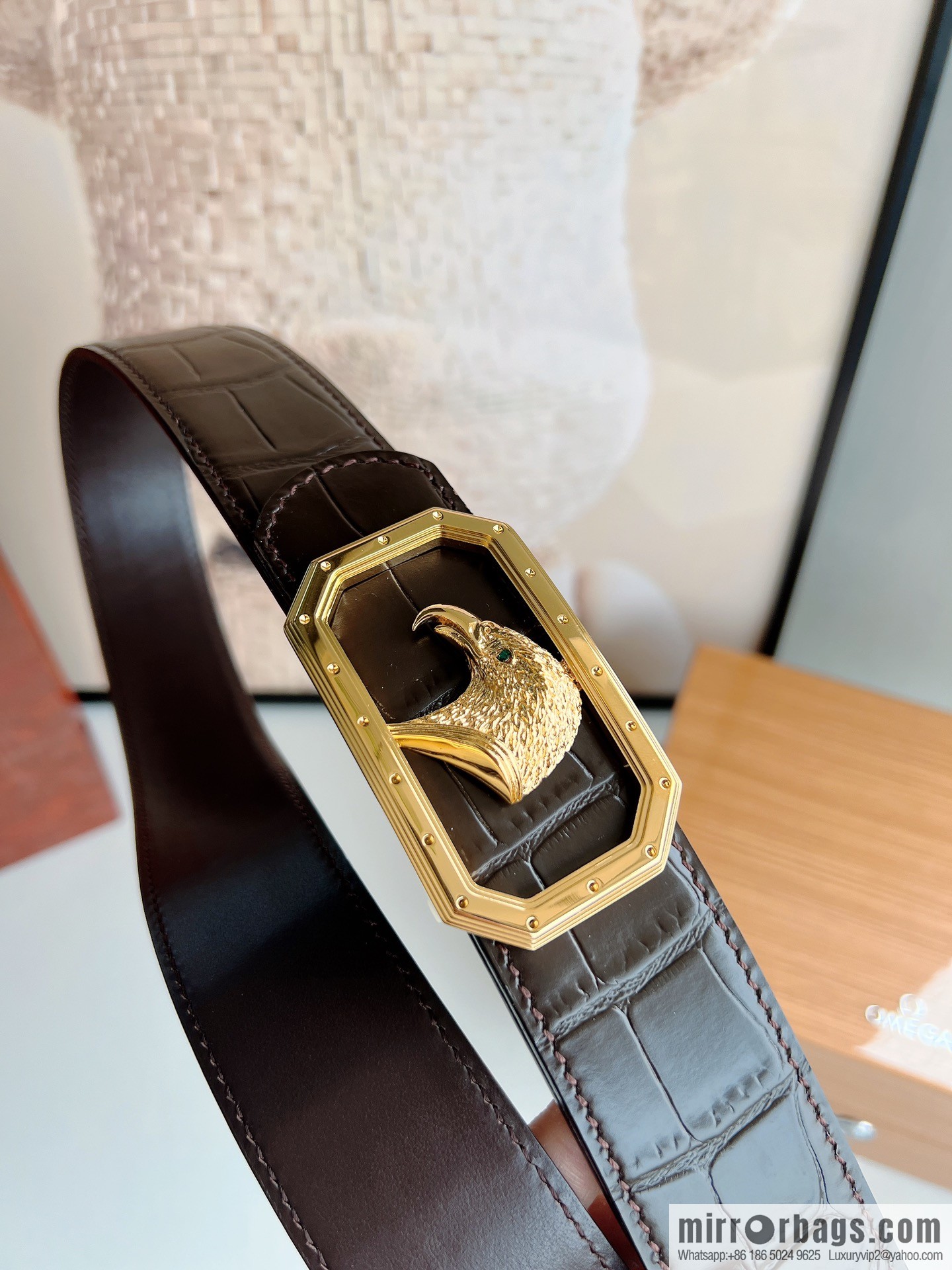 STEFANO RICCI Stephen Raunich's new stainless steel eagle head metal buckle men's 3.8cm belt
