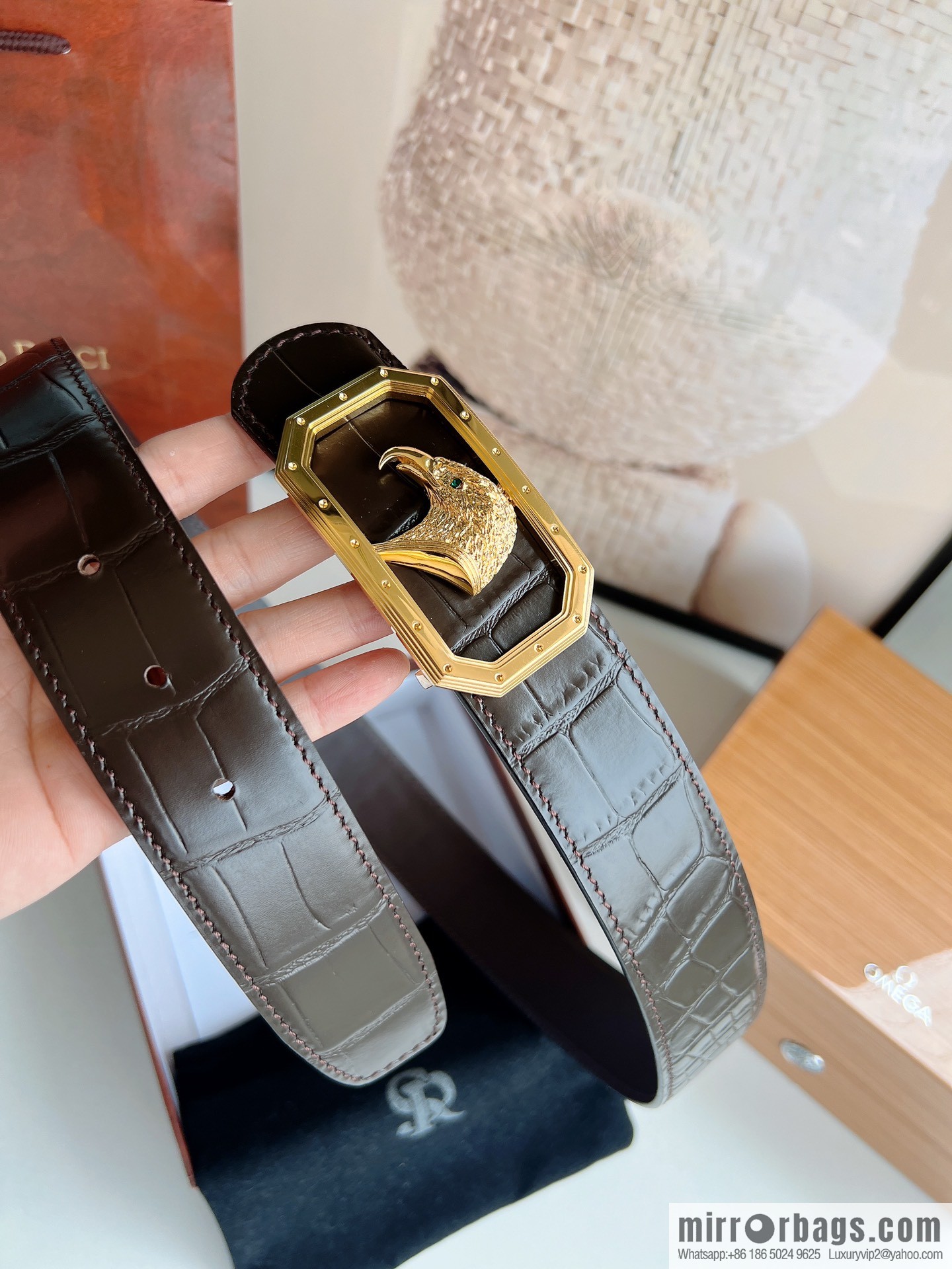 STEFANO RICCI Stephen Raunich's new stainless steel eagle head metal buckle men's 3.8cm belt