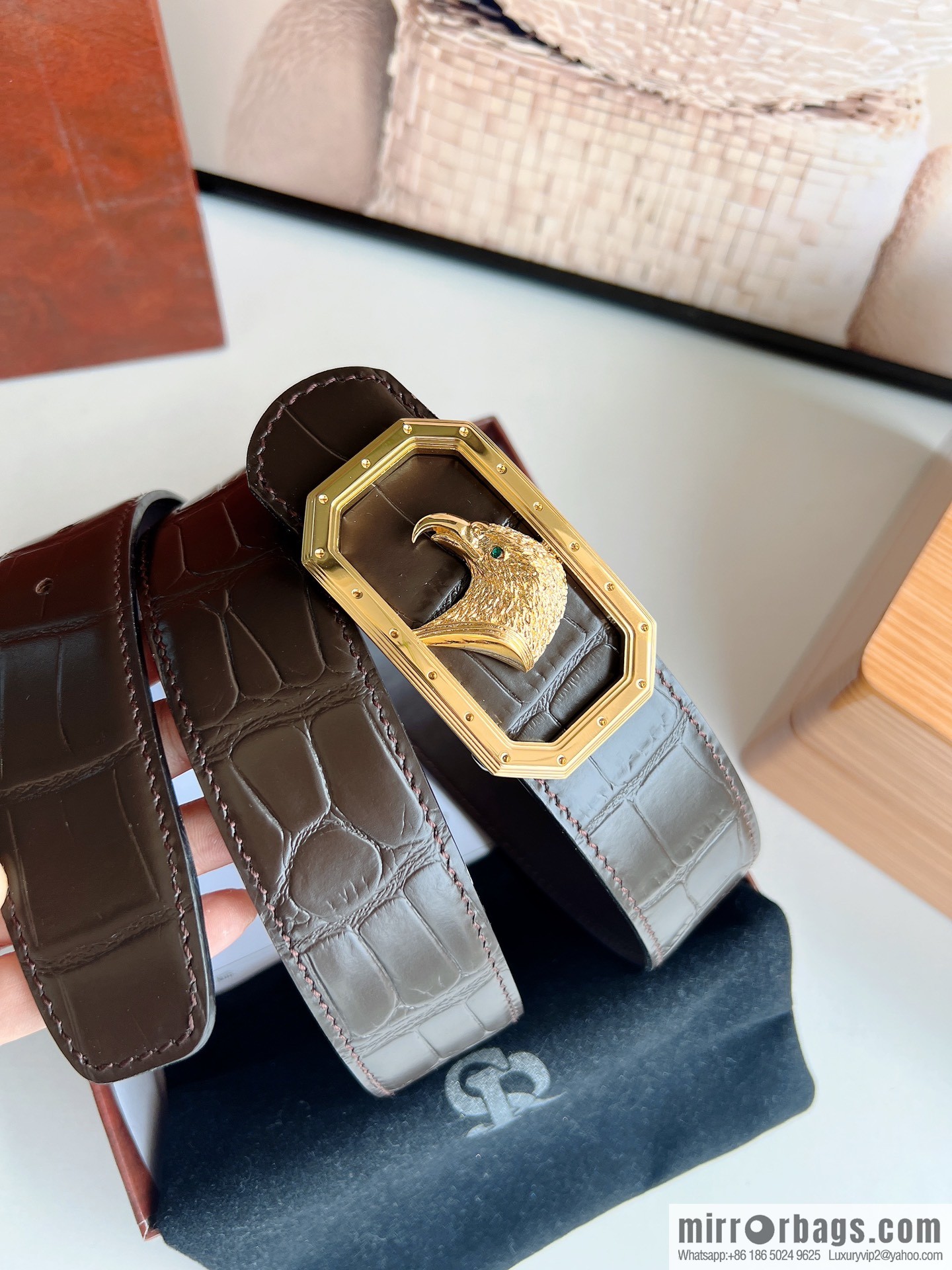 STEFANO RICCI Stephen Raunich's new stainless steel eagle head metal buckle men's 3.8cm belt