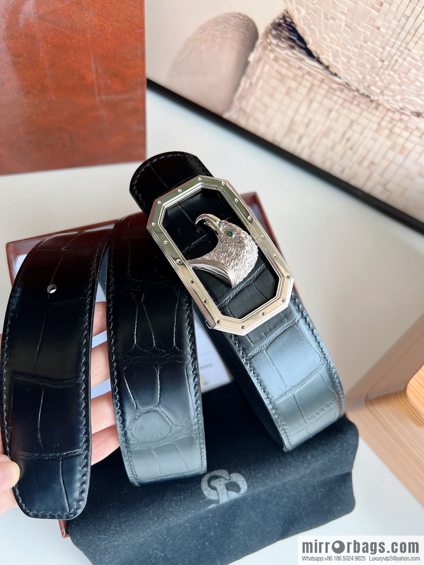 STEFANO RICCI Stephen Raunich's new stainless steel eagle head metal buckle men's 3.8cm belt