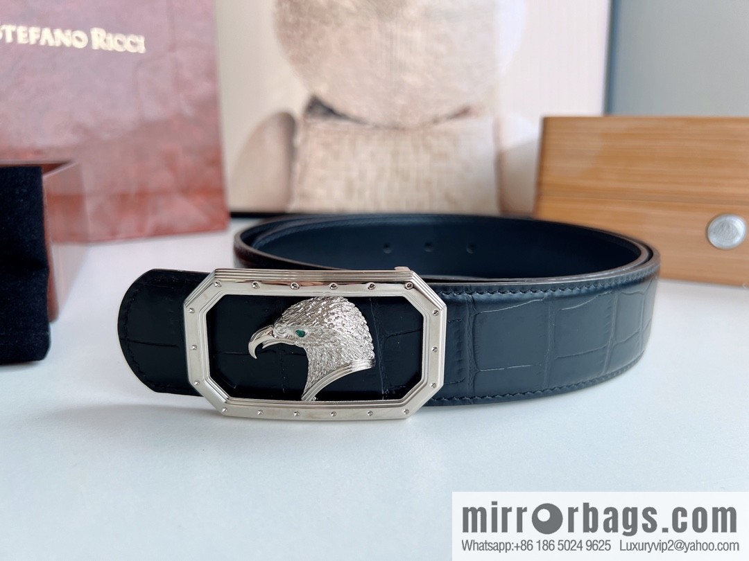 STEFANO RICCI Stephen Raunich's new stainless steel eagle head metal buckle men's 3.8cm belt