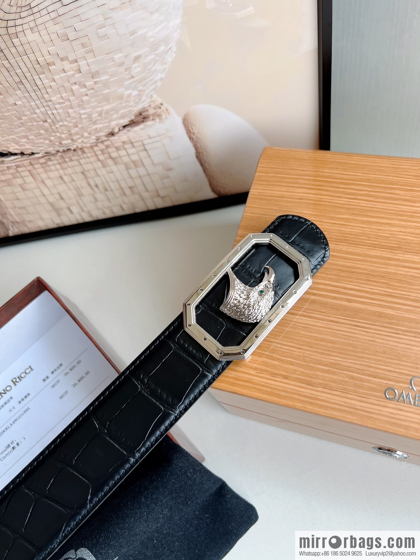 STEFANO RICCI Stephen Raunich's new stainless steel eagle head metal buckle men's 3.8cm belt