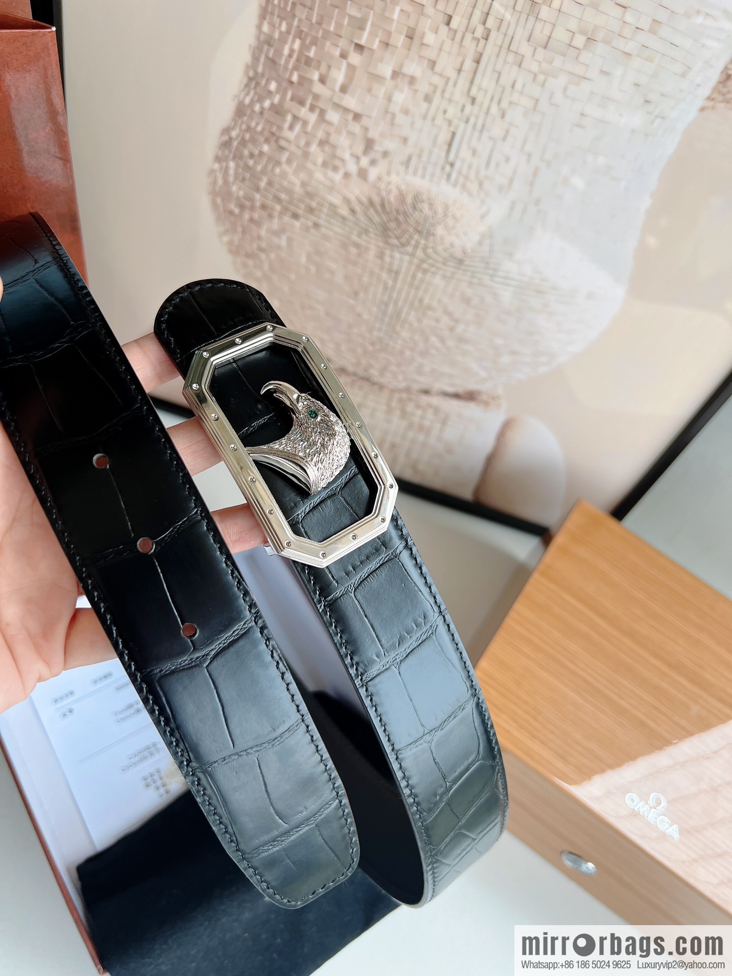STEFANO RICCI Stephen Raunich's new stainless steel eagle head metal buckle men's 3.8cm belt