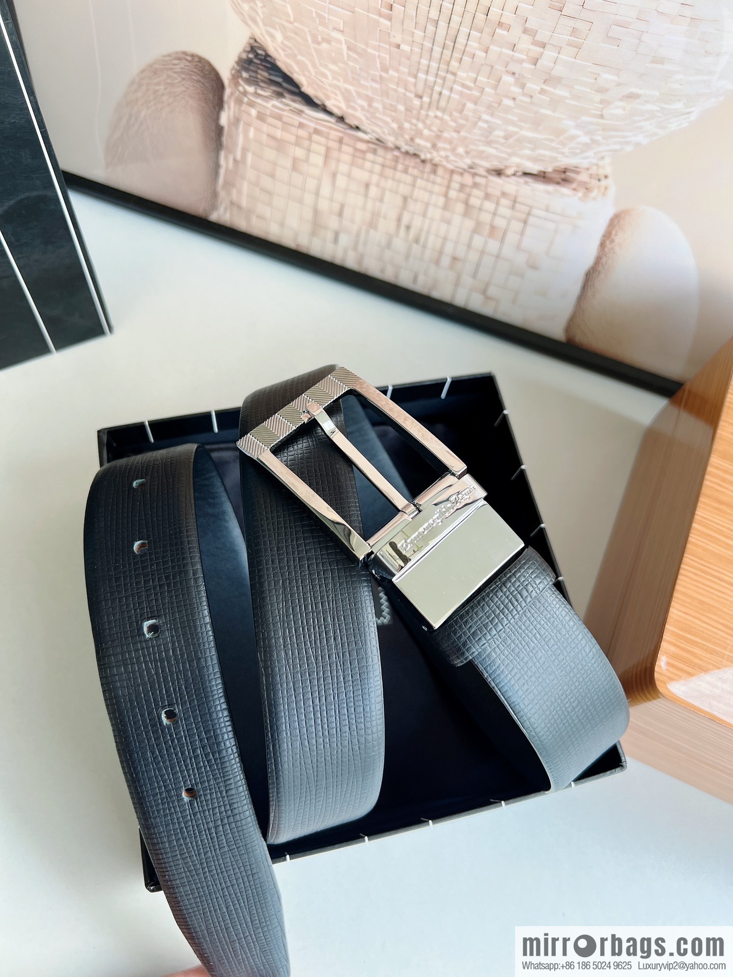 Ermengildo. Zein Zegna men's business leisure rotating pin buckle imported first layer cowhide belt 3.5cm