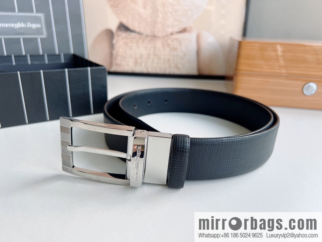 Ermengildo. Zein Zegna men's business leisure rotating pin buckle imported first layer cowhide belt 3.5cm