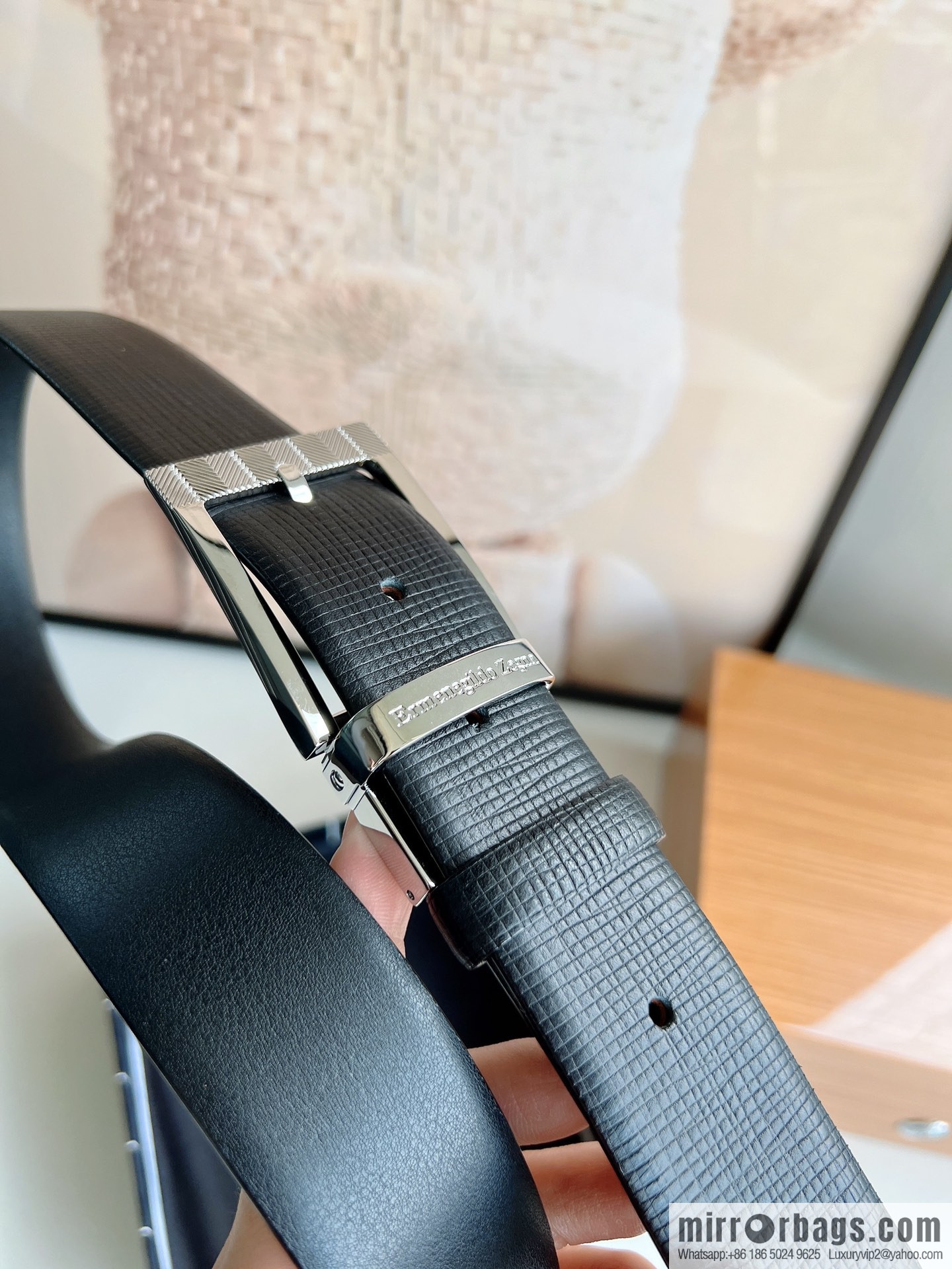 Ermengildo. Zein Zegna men's business leisure rotating pin buckle imported first layer cowhide belt 3.5cm