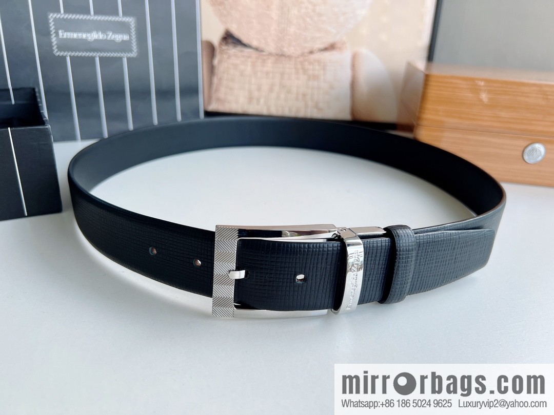 Ermengildo. Zein Zegna men's business leisure rotating pin buckle imported first layer cowhide belt 3.5cm