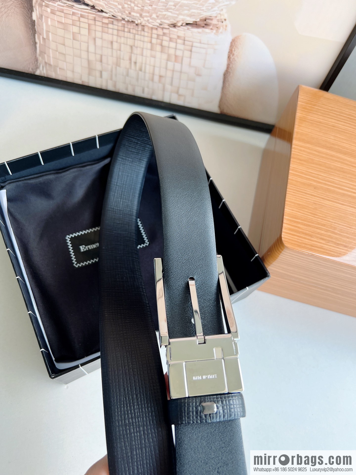 Ermengildo. Zein Zegna men's business leisure rotating pin buckle imported first layer cowhide belt 3.5cm