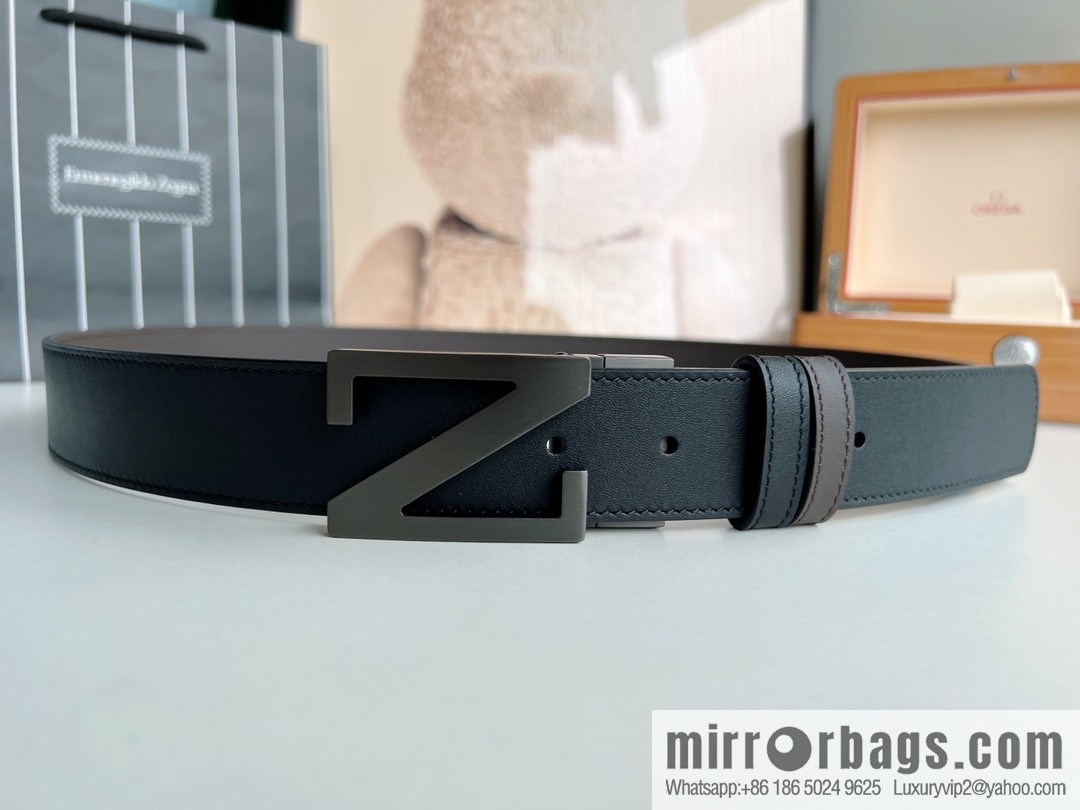 Zegna ZEGNA Classic Designer Men's Leather Belt 3.5cm
