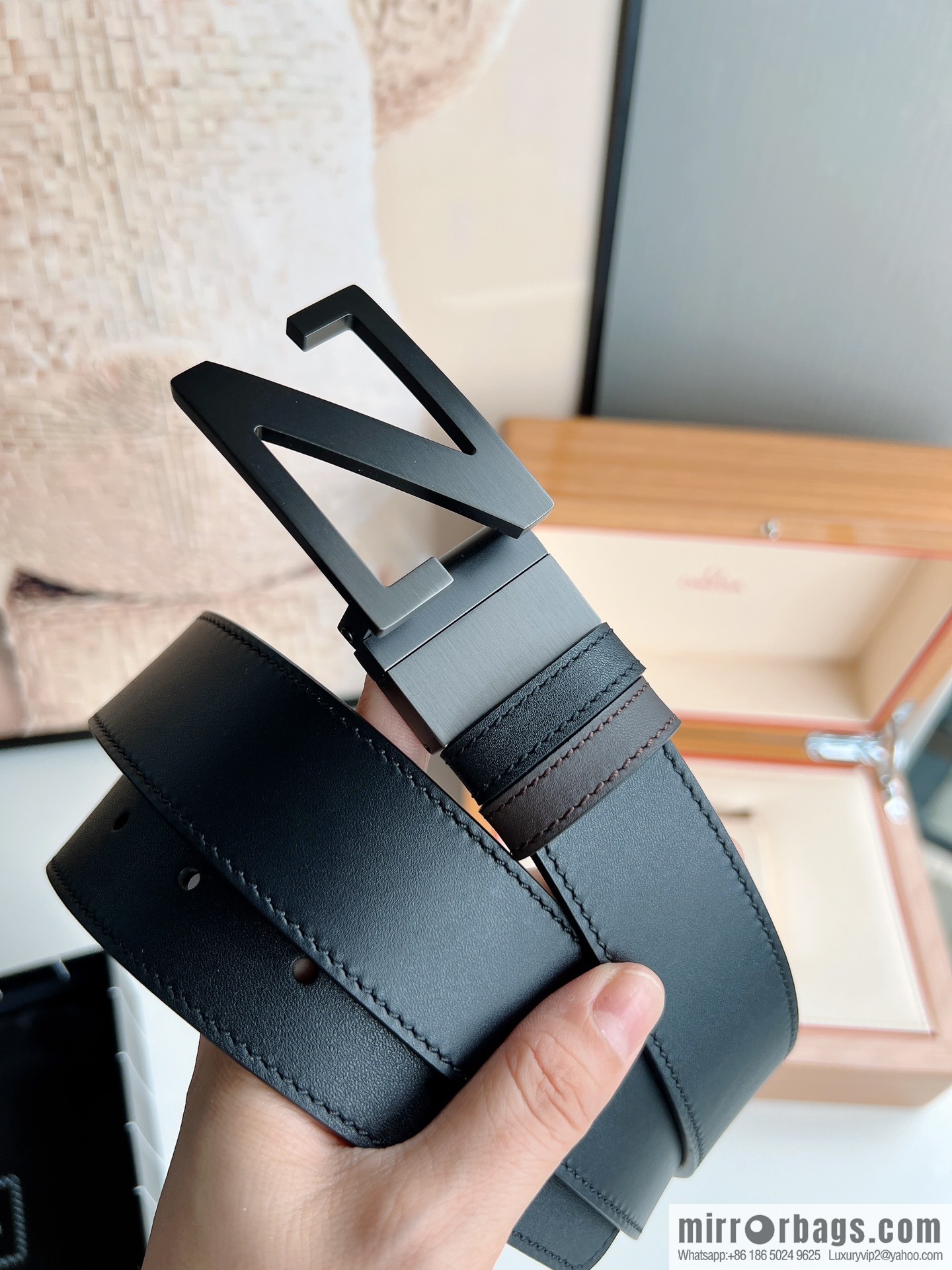 Zegna ZEGNA Classic Designer Men's Leather Belt 3.5cm