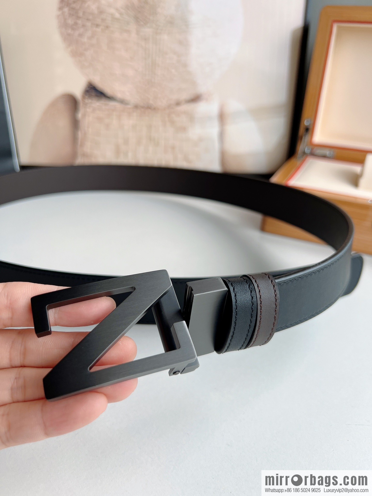 Zegna ZEGNA Classic Designer Men's Leather Belt 3.5cm