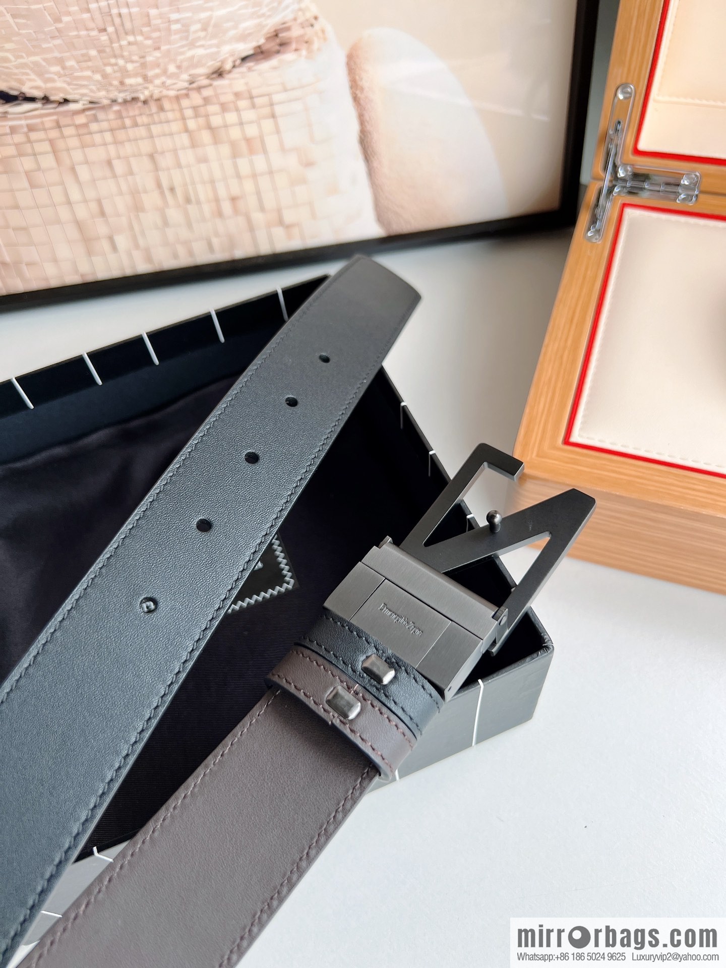 Zegna ZEGNA Classic Designer Men's Leather Belt 3.5cm