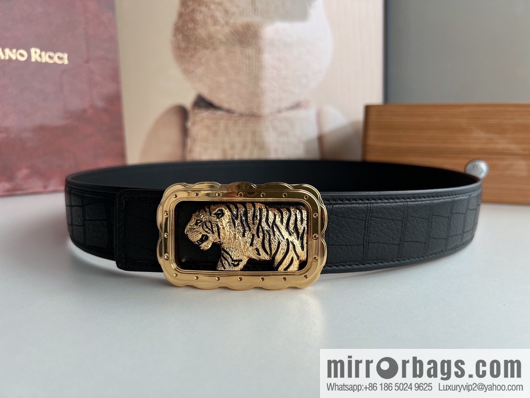 Stefano. Ricci Stephen, stainless steel hand-carved craft tiger head men's 4.0cm belt