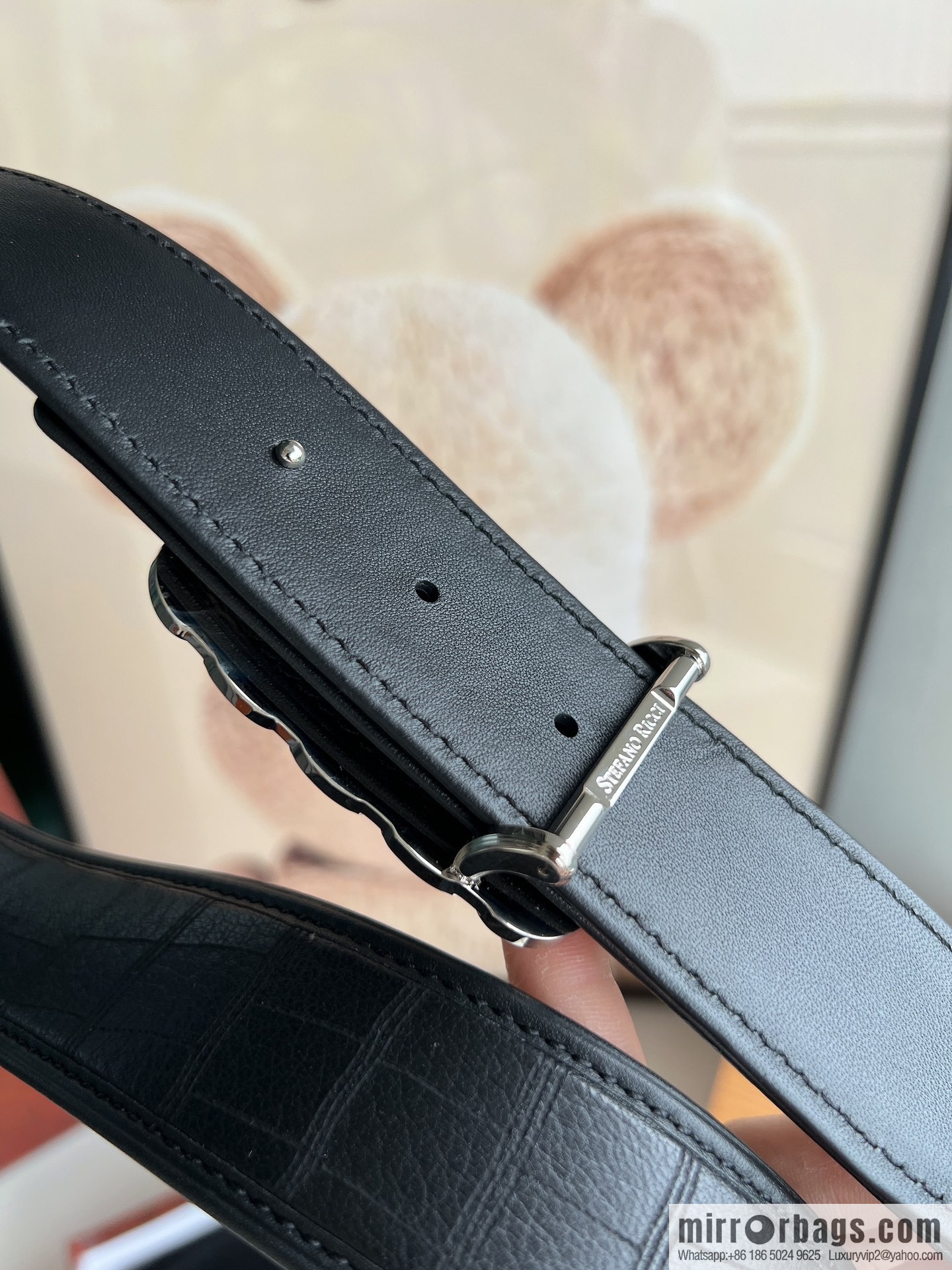Stefano. Ricci Stephen, stainless steel hand-carved craft tiger head men's 4.0cm belt