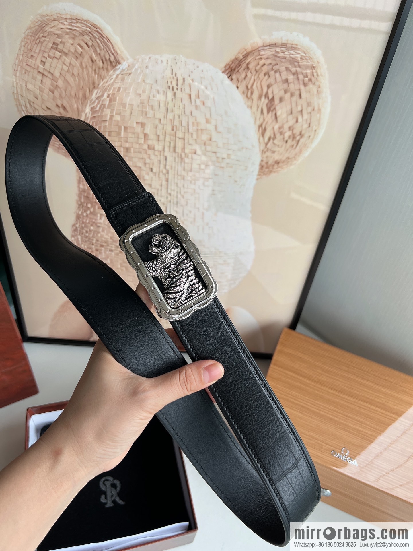 Stefano. Ricci Stephen, stainless steel hand-carved craft tiger head men's 4.0cm belt