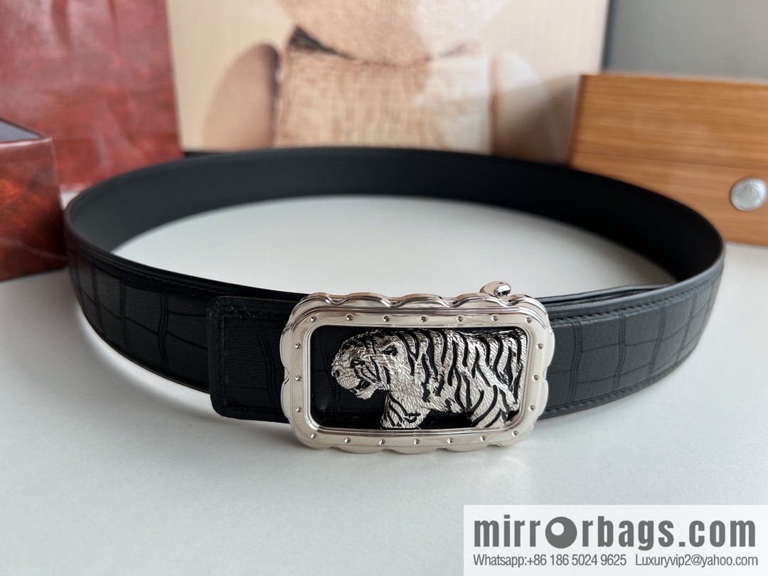 Stefano. Ricci Stephen, stainless steel hand-carved craft tiger head men's 4.0cm belt