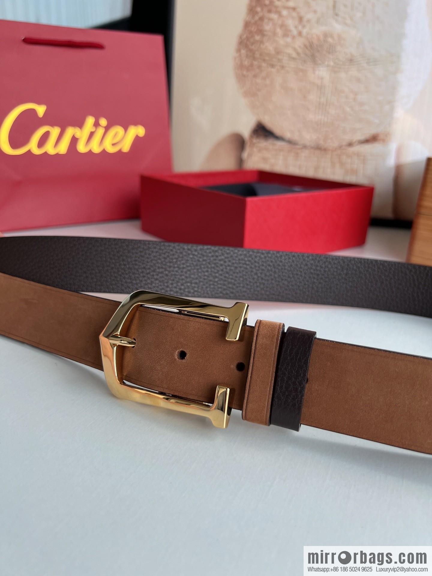Cartier Cartier 3.5cm exquisite pin buckle with imported first-layer cowhide belt