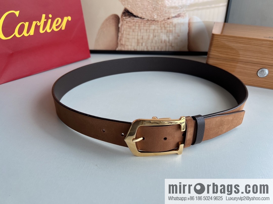 Cartier Cartier 3.5cm exquisite pin buckle with imported first-layer cowhide belt