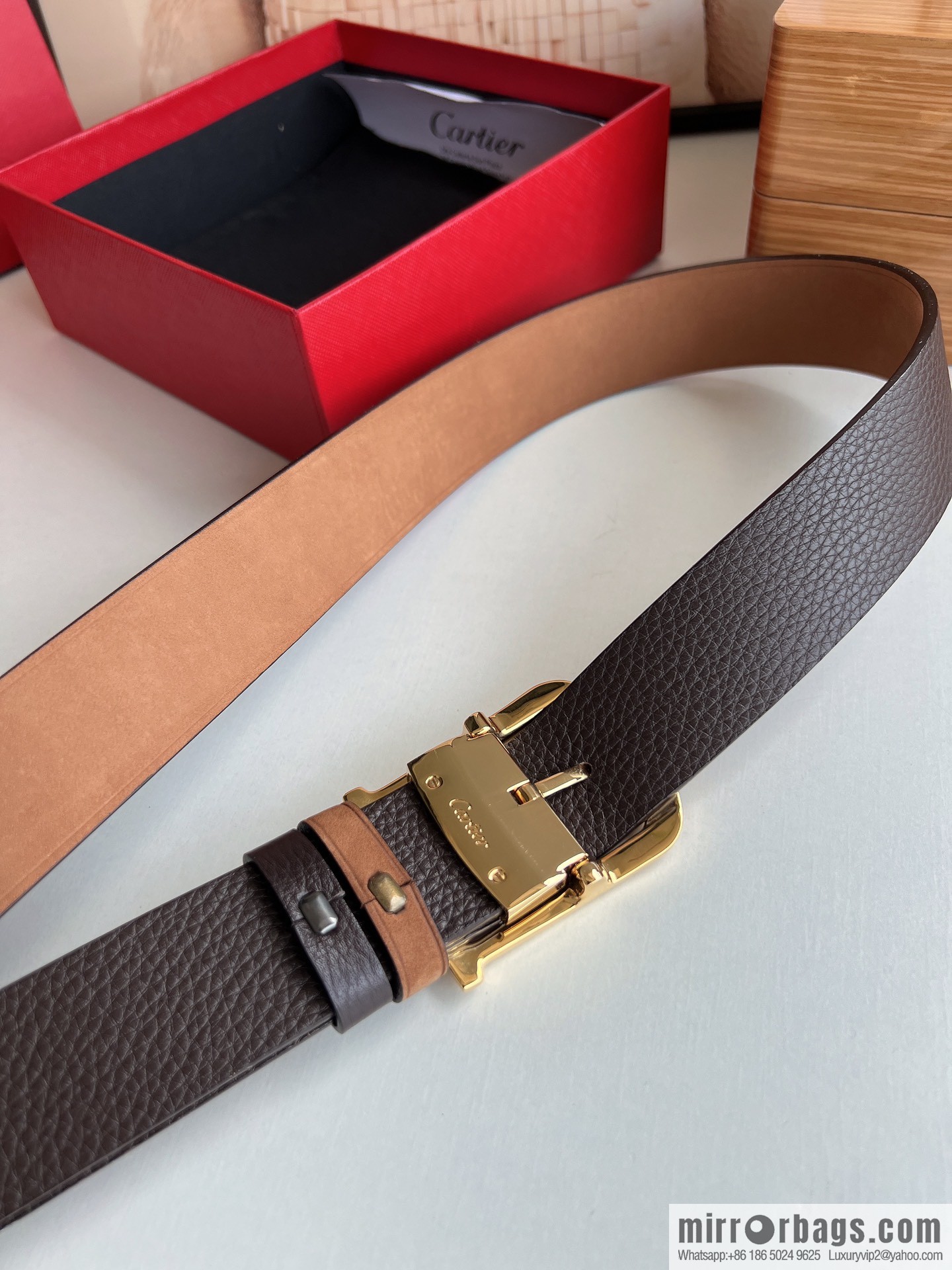 Cartier Cartier 3.5cm exquisite pin buckle with imported first-layer cowhide belt